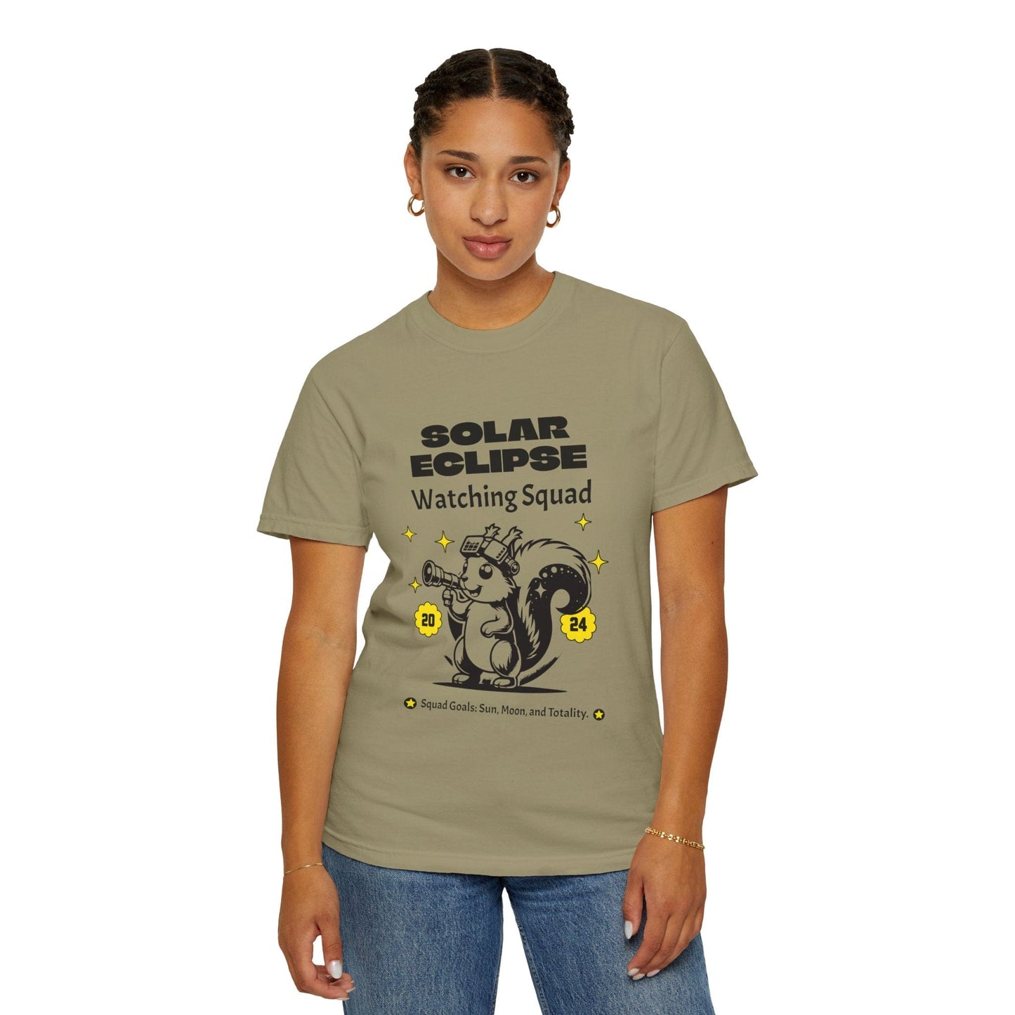 Solar Eclipse Watching Squad 2024 Comfort Colors Tee Adult S-4XL - Ivory/Khaki, April 18 2024 Eclipse Path of Totality Shirt, Solar Eclipse Viewing Tee