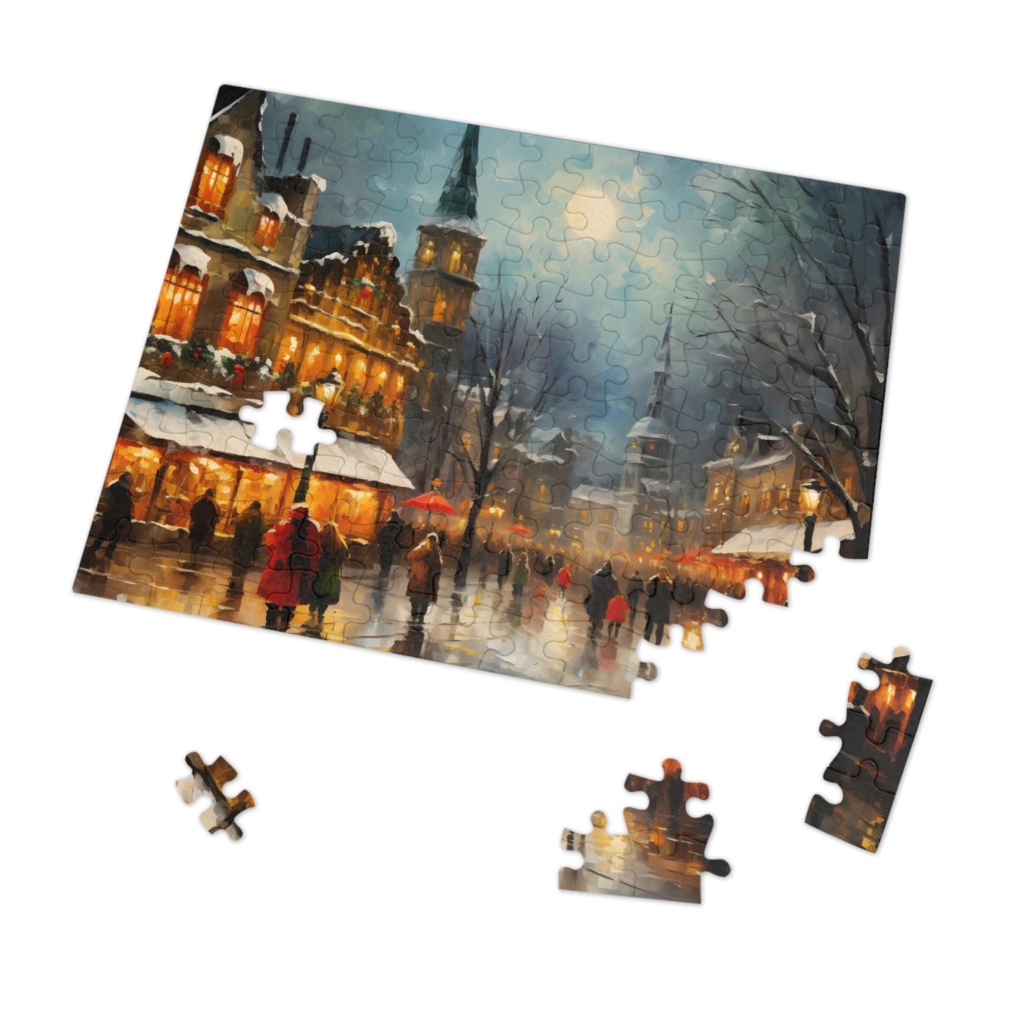 Christmas Jigsaw Puzzle: Bustling Christmas Market | Van Gogh Inspired | Customizable Sizes (30-1000 Pieces) | Ideal Gift for Family Game Night | Stress Relief for Kids & Adults