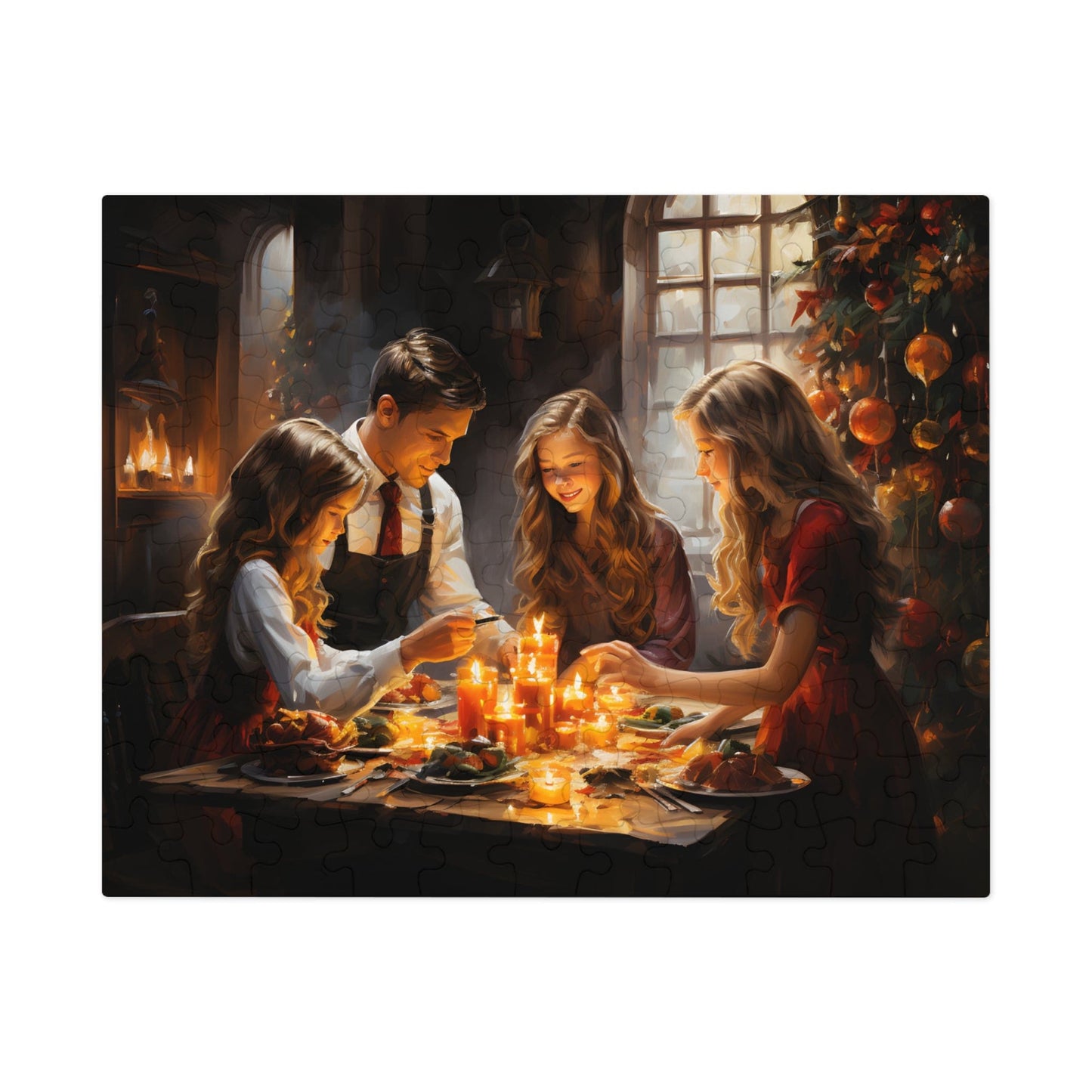 Christmas Dinner Jigsaw Puzzle 1000 Piece: Joyful Family Dinner Scene | Custom Sizes (110-1000 Pieces) | Limited Edition Festive Gift | Stress-Relief Activity for All Ages