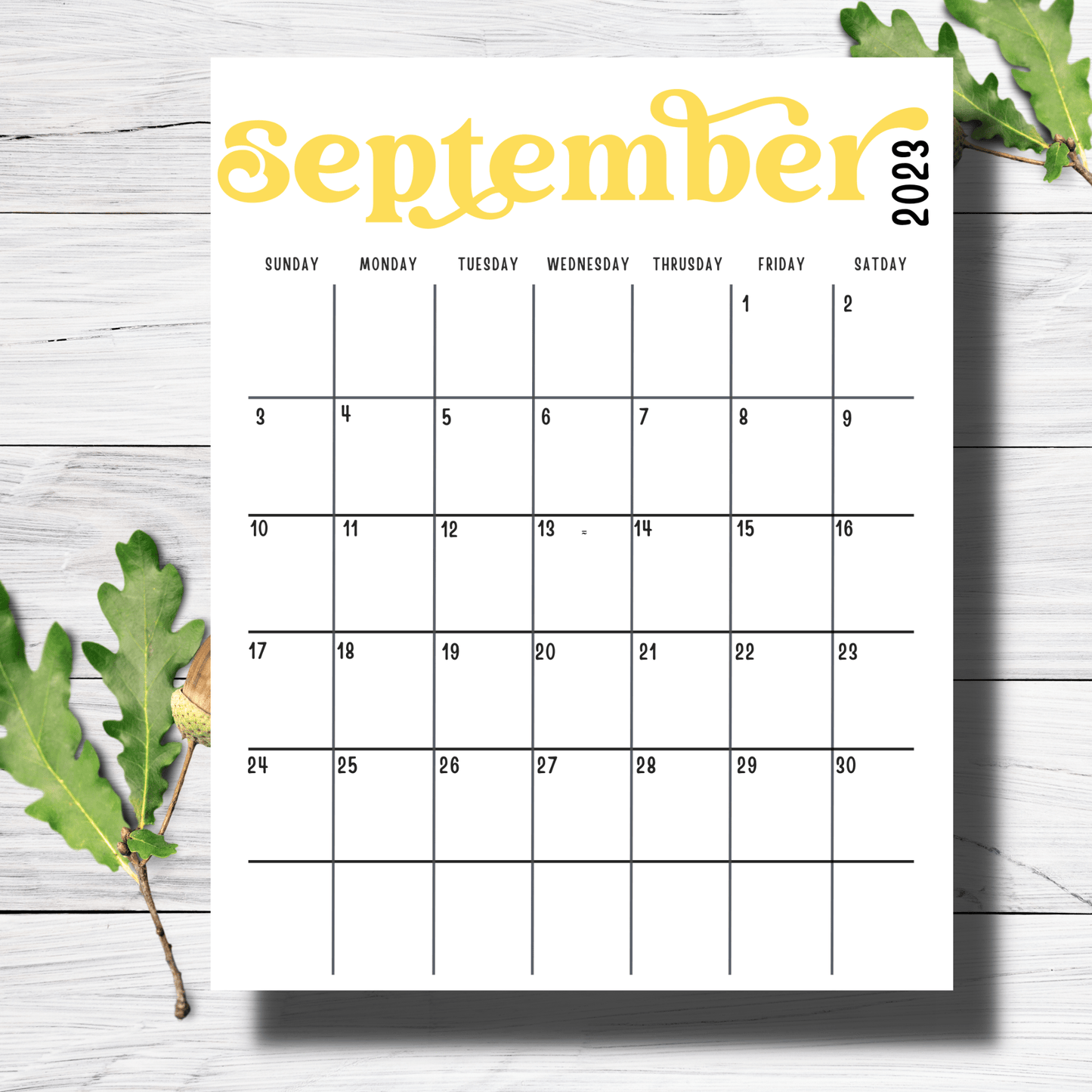 Plan Ahead with Free Cute Minimalist Printable A4 Blank 2023 September Monthly Calendar for Teachers - Sarsari Creations - Month at A Glance | Available in A4 | Digital Printable Instant PDF Download