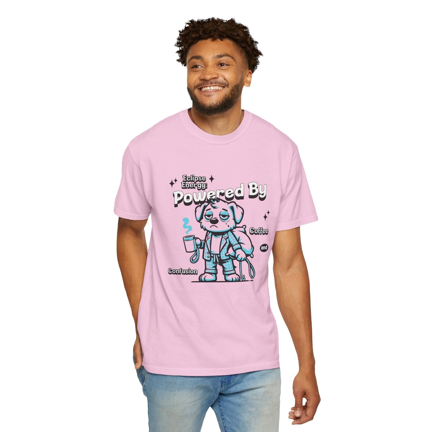 Funny Powered By Eclipse Energy Solar Eclipse 2024 Comfort Colors Tee Adult S-4XL - Ivory/Blossom