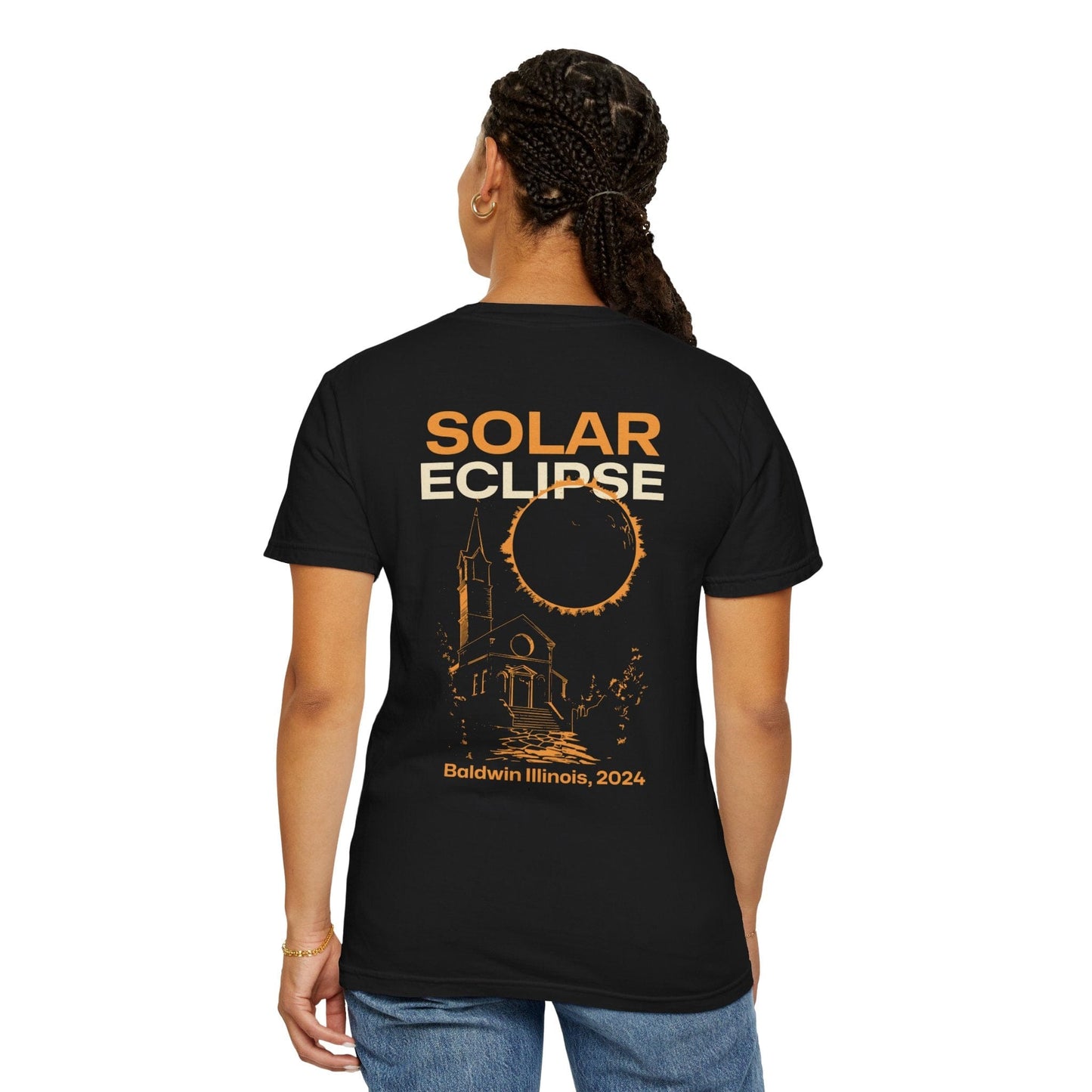 Solar Eclipse 2024 Baldwin Illinois USA Shirt Adult S-4XL - Black/Pepper, Path of Totality Shirt, Gift for Eclipse Lover
