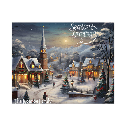 Personalized Jigsaw Puzzle Name Gift 1000 Pieces: Vintage Village Oil Painting | Custom Text with Sizes (110-1000 Pieces) | Challenging Puzzle