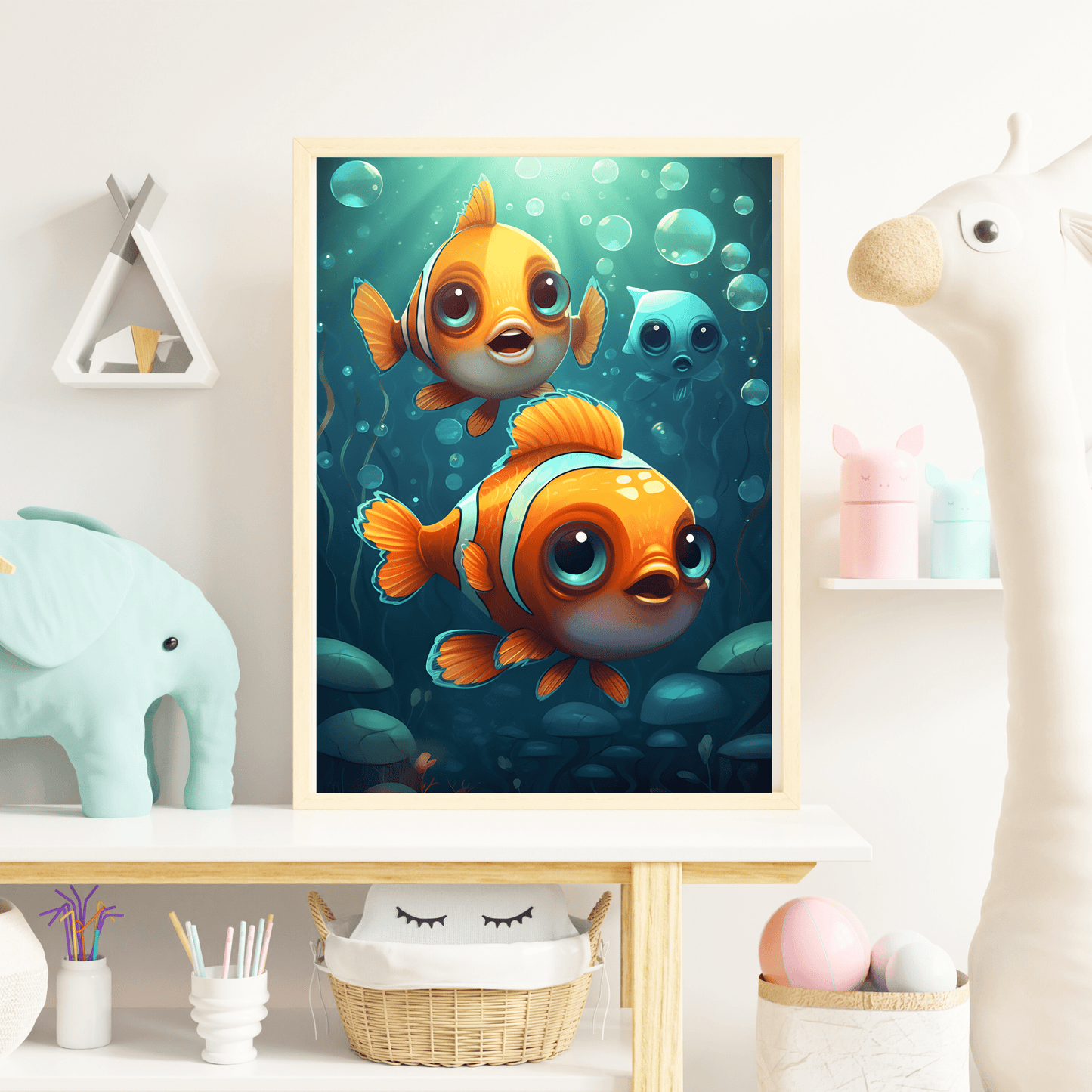 2023 Printable Modern Kids Wall Art Clownfish Print Unframed Digital Aesthetic Home Decor Digital Download