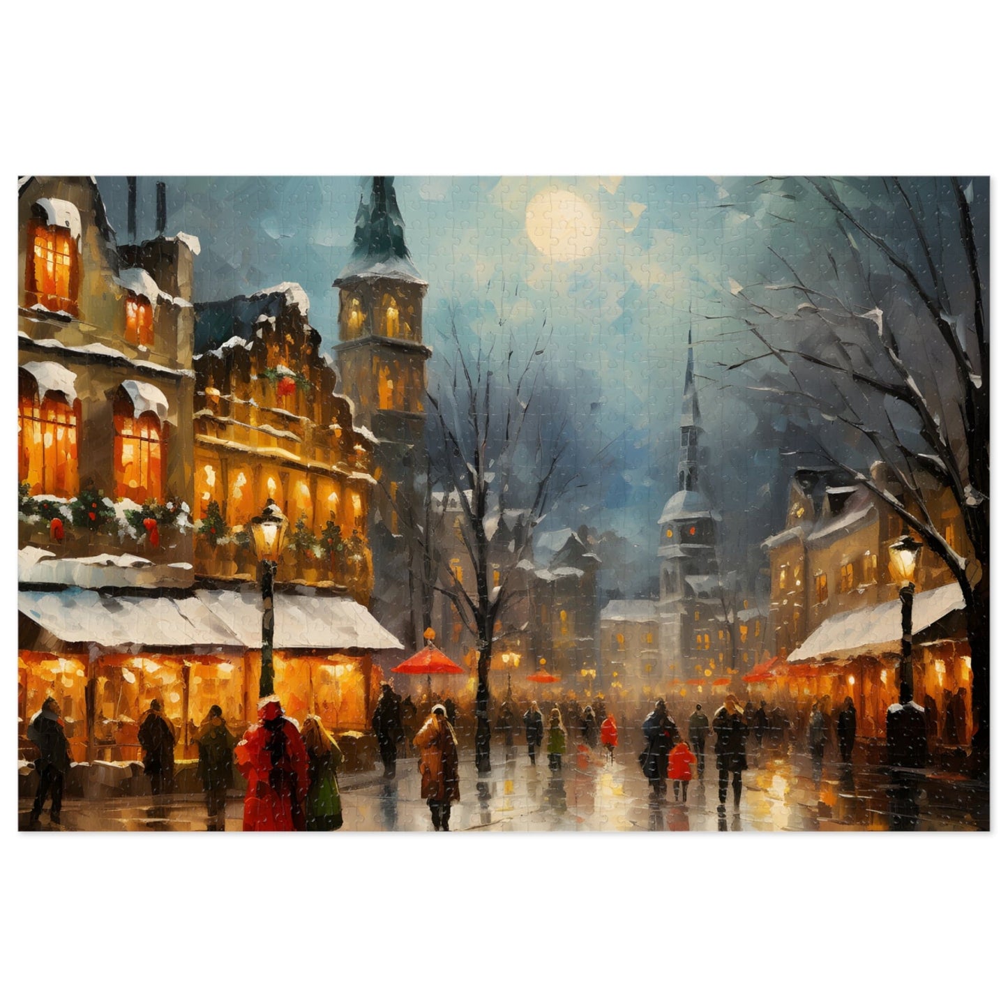 Christmas Jigsaw Puzzle: Bustling Christmas Market | Van Gogh Inspired | Customizable Sizes (30-1000 Pieces) | Ideal Gift for Family Game Night | Stress Relief for Kids & Adults