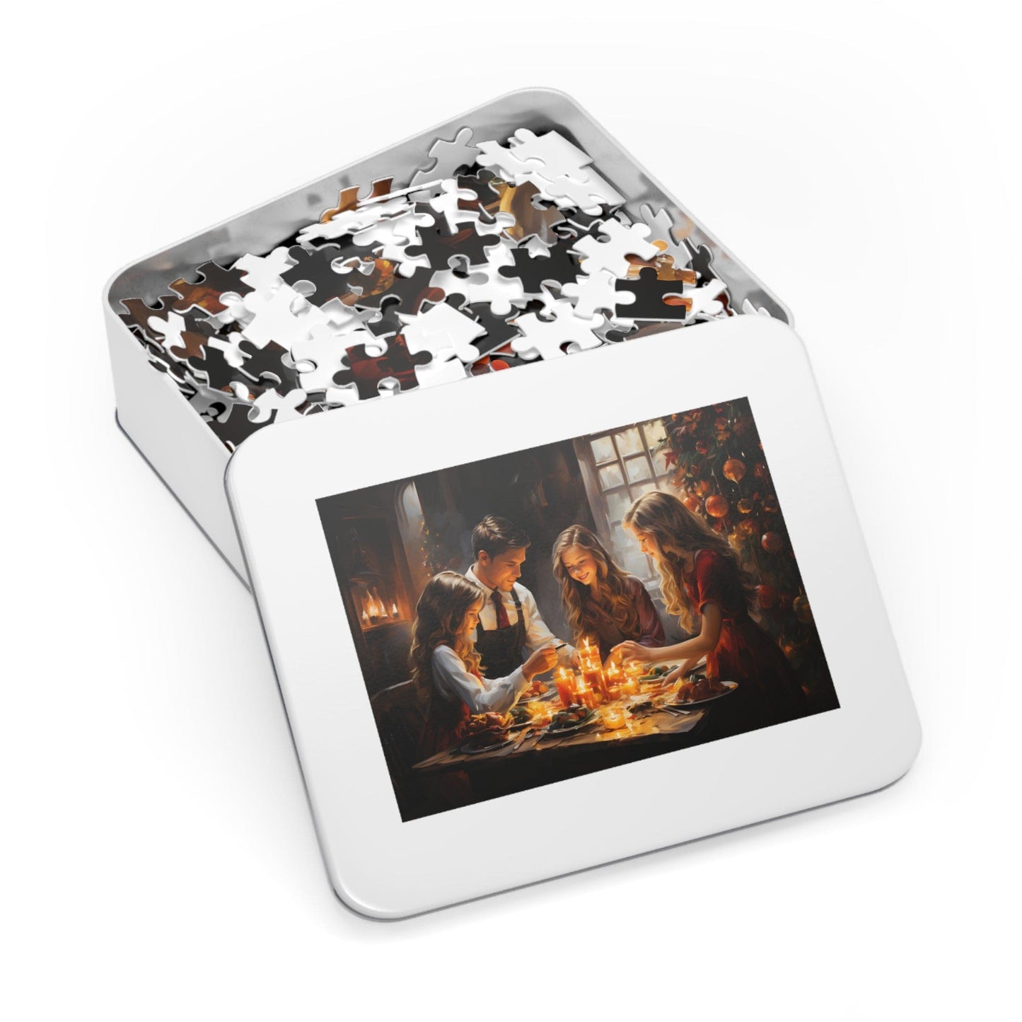 Christmas Dinner Jigsaw Puzzle 1000 Piece: Joyful Family Dinner Scene | Custom Sizes (110-1000 Pieces) | Limited Edition Festive Gift | Stress-Relief Activity for All Ages