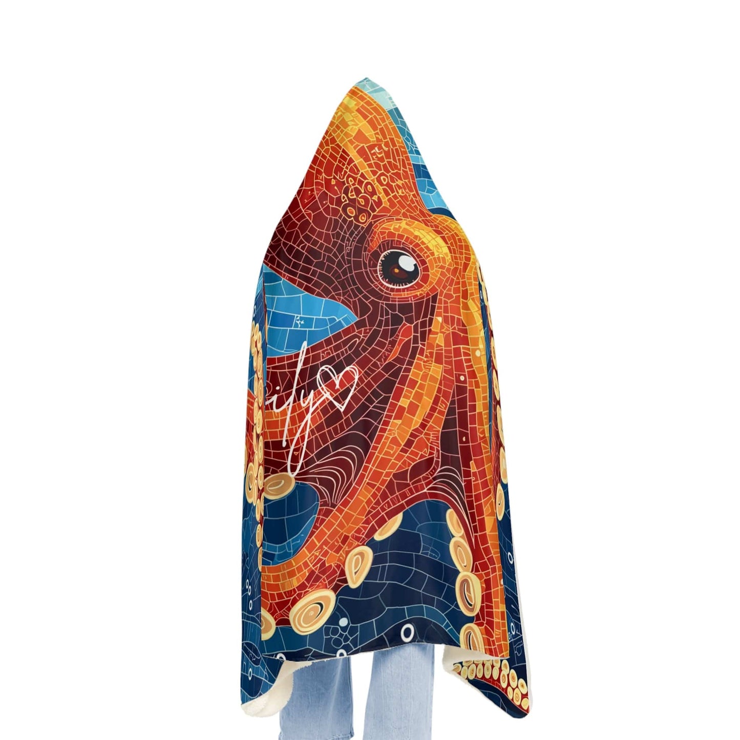 Wearable Sherpa Blanket Hoodie with Personalized Name (203 x 140 cm) for Women, Best Friend Gift