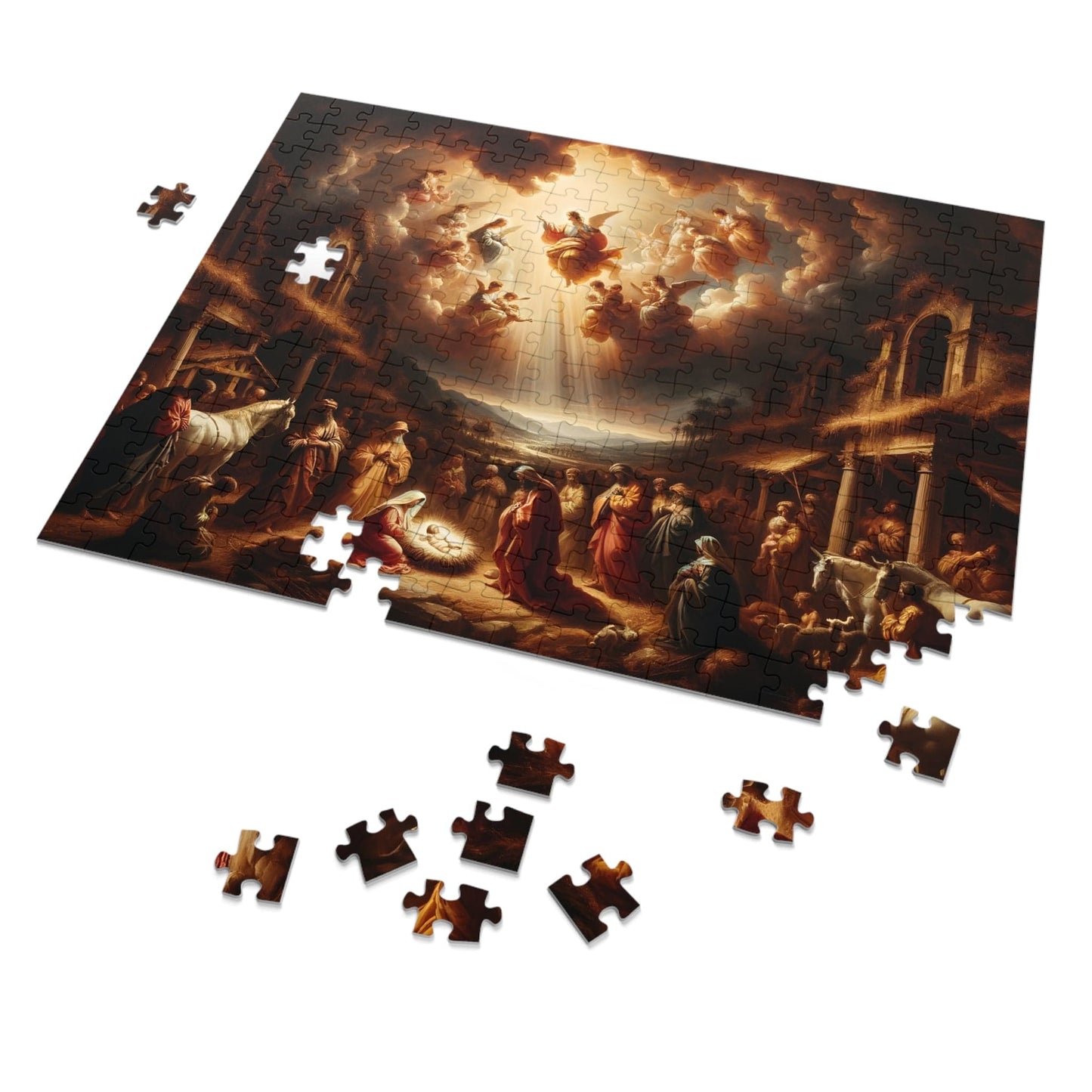 Jesus and Angels Jigsaw Puzzles | Classic Nativity Scene Jigsaw Puzzle 110, 252, 500, 1000 Piece for Christmas | Limited Edition | DIY Stress Reliever Gift