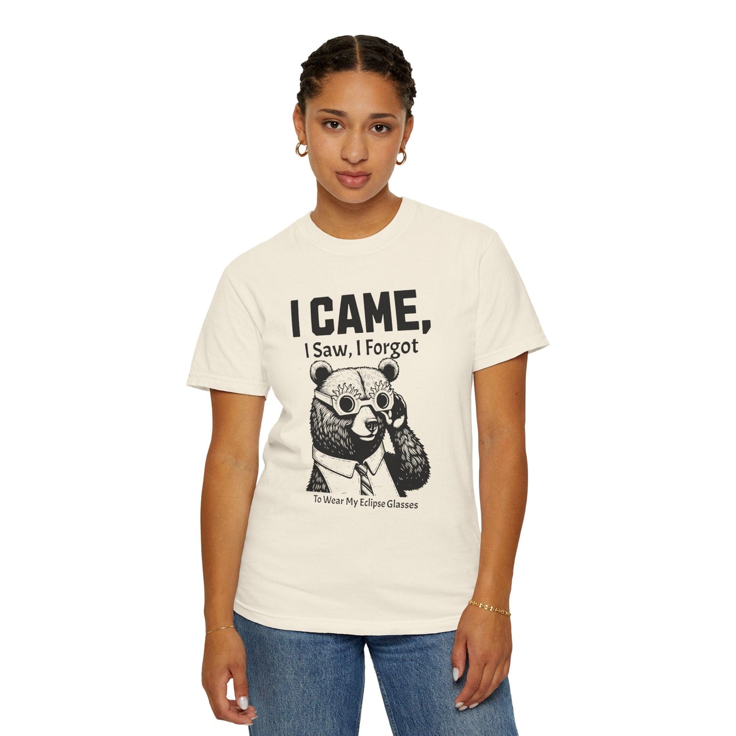 Funny I Came, I Saw, I Forgot Totality Solar Eclipse 2024 Comfort Colors Tee Adult S-4XL - White/Ivory