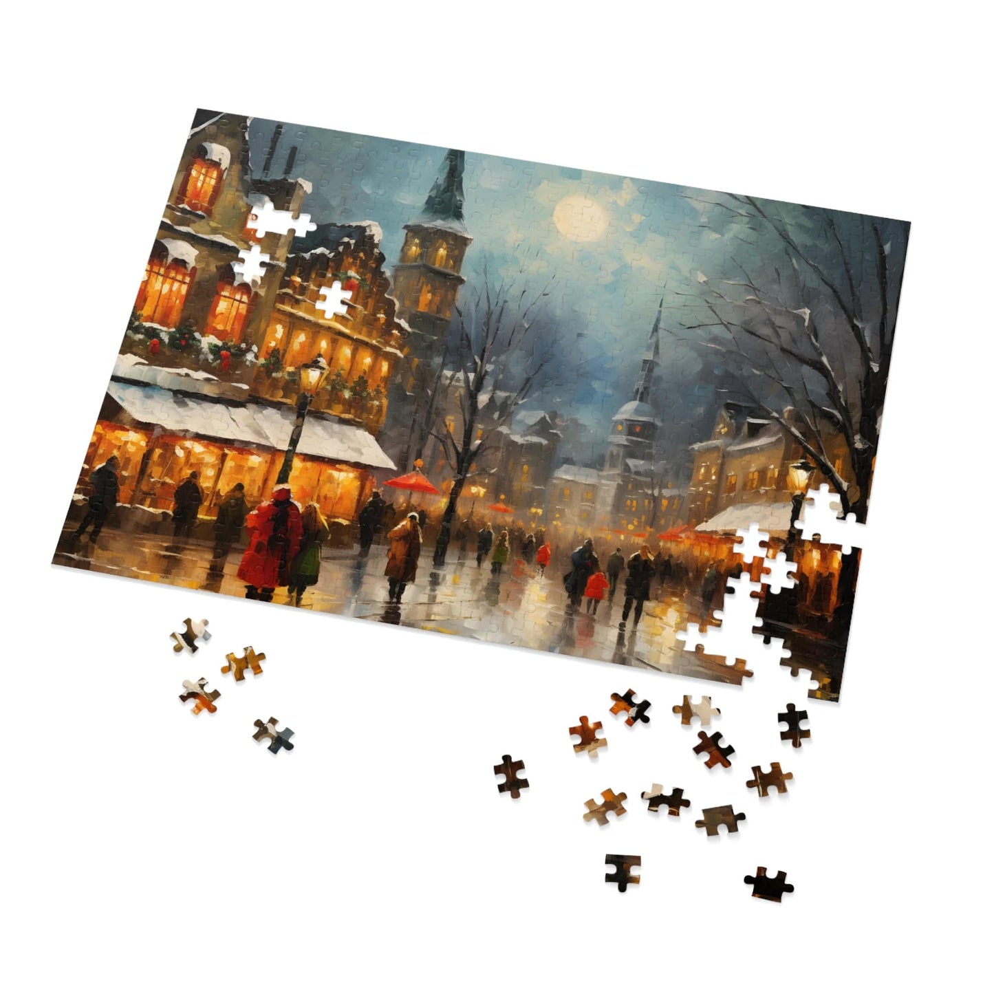 Christmas Jigsaw Puzzle: Bustling Christmas Market | Van Gogh Inspired | Customizable Sizes (30-1000 Pieces) | Ideal Gift for Family Game Night | Stress Relief for Kids & Adults