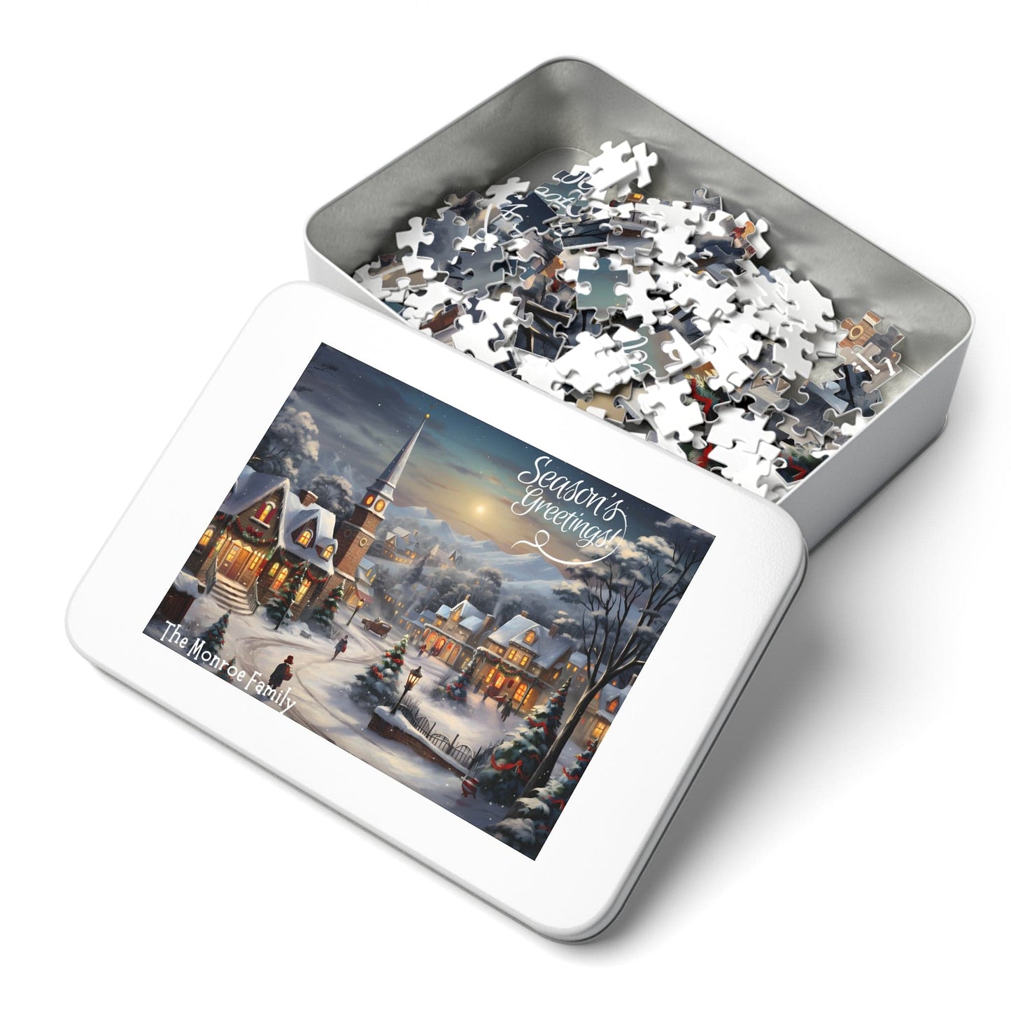 Personalized Jigsaw Puzzle Name Gift 1000 Pieces: Vintage Village Oil Painting | Custom Text with Sizes (110-1000 Pieces) | Challenging Puzzle