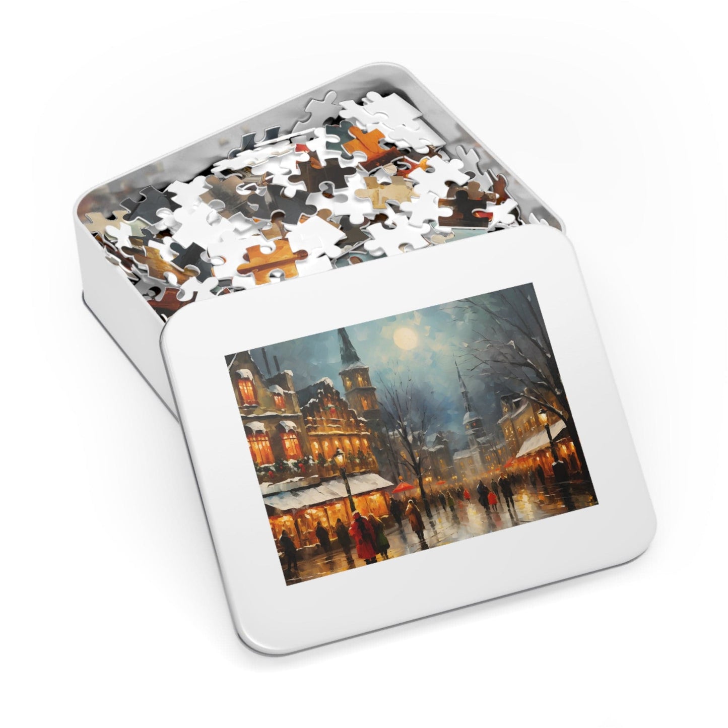 Christmas Jigsaw Puzzle: Bustling Christmas Market | Van Gogh Inspired | Customizable Sizes (30-1000 Pieces) | Ideal Gift for Family Game Night | Stress Relief for Kids & Adults