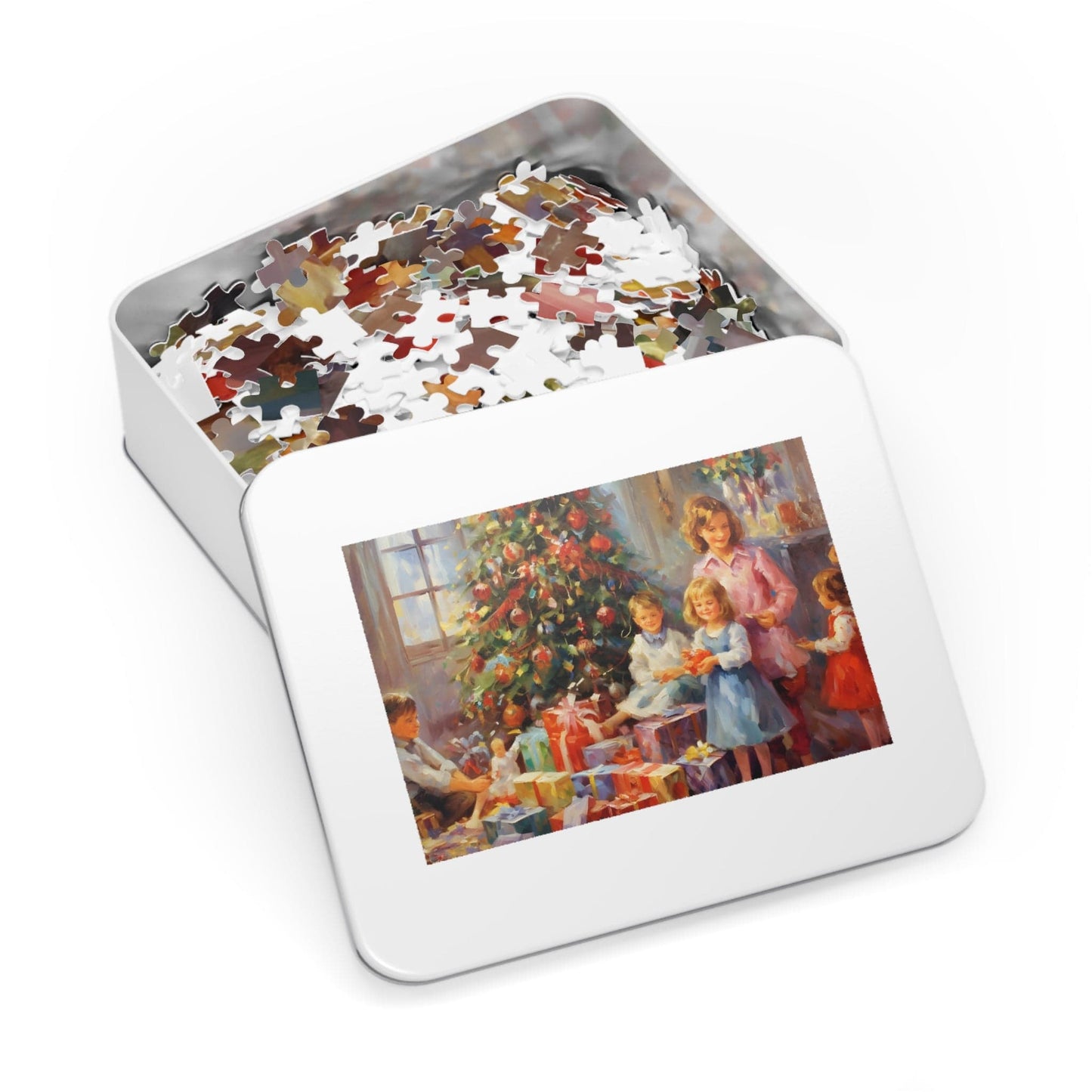 Christmas Tree Jigsaw Puzzle 1000 Piece: Children with Gifts Around Christmas Tree | Custom Sizes (110-1000 Pieces) | Hardest Puzzles | Christmas Family Activity | Educational Gift for All Ages