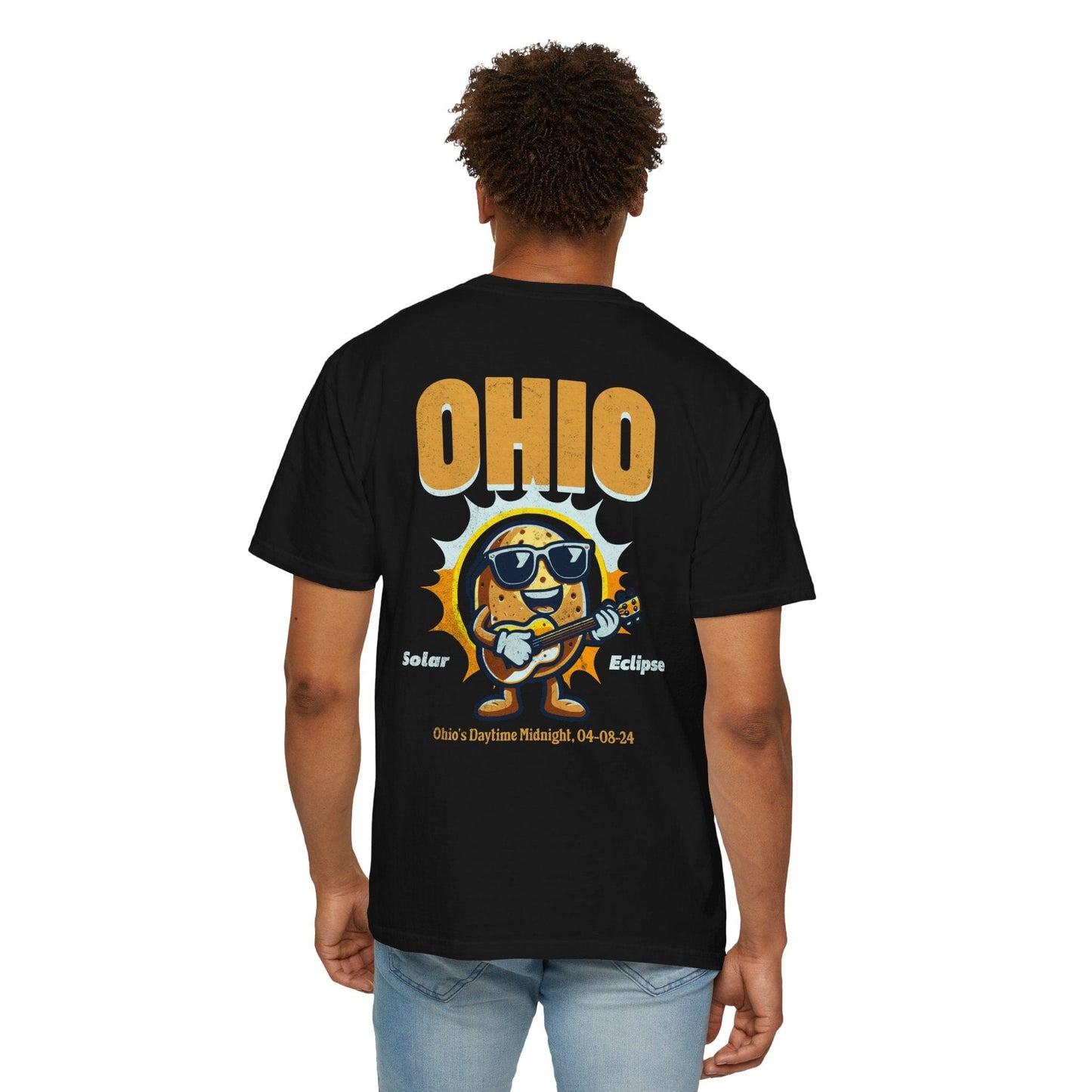 Ohio Total Solar Eclipse 4.08.24 America Shirt Adult S-4XL - Black/Graphite, Sun Totality April 8th T-Shirt, Back Design Tee