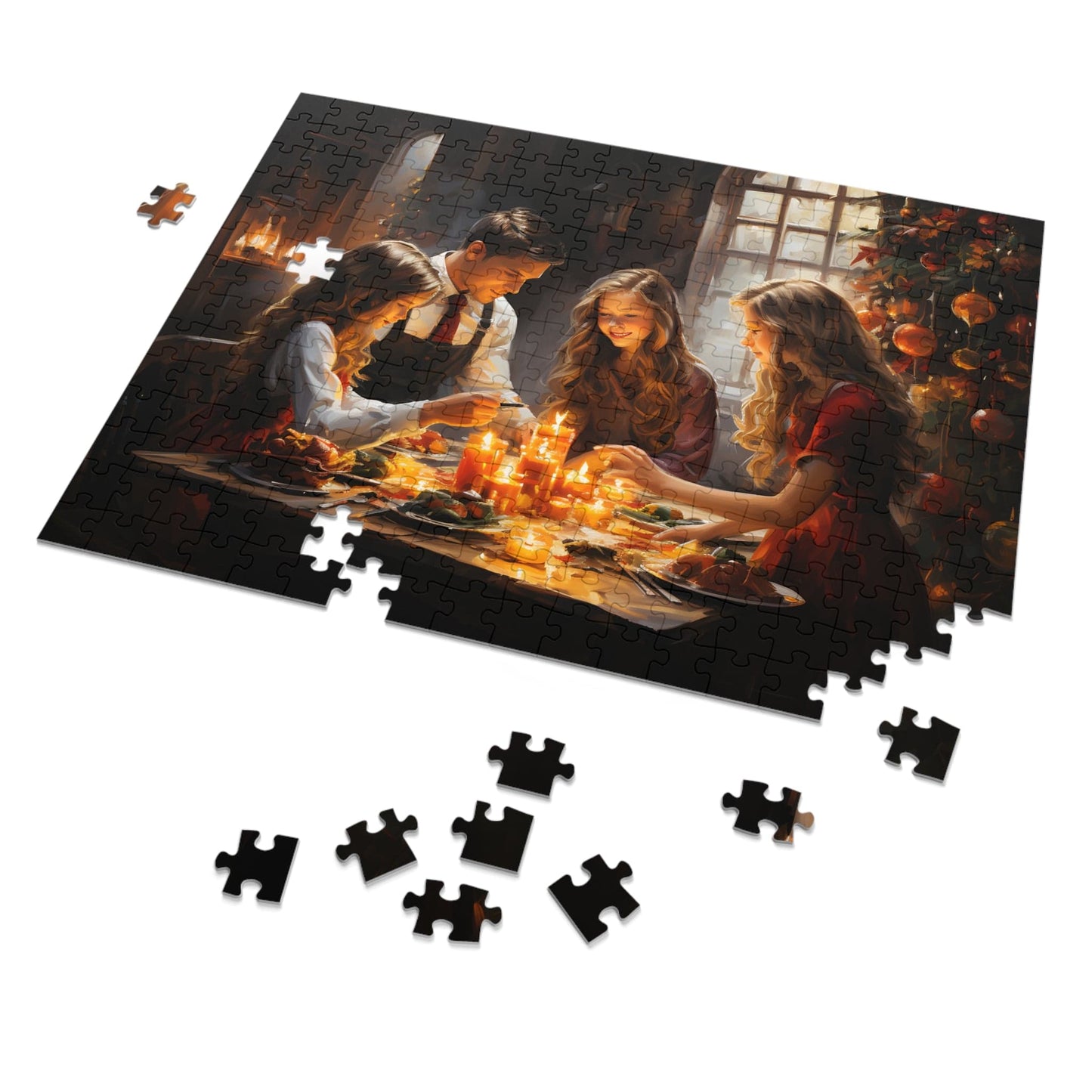 Christmas Dinner Jigsaw Puzzle 1000 Piece: Joyful Family Dinner Scene | Custom Sizes (110-1000 Pieces) | Limited Edition Festive Gift | Stress-Relief Activity for All Ages