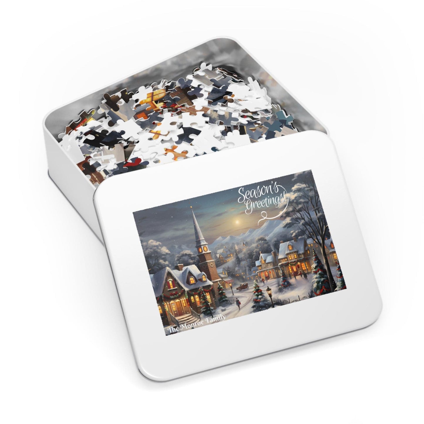 Personalized Jigsaw Puzzle Name Gift 1000 Pieces: Vintage Village Oil Painting | Custom Text with Sizes (110-1000 Pieces) | Challenging Puzzle
