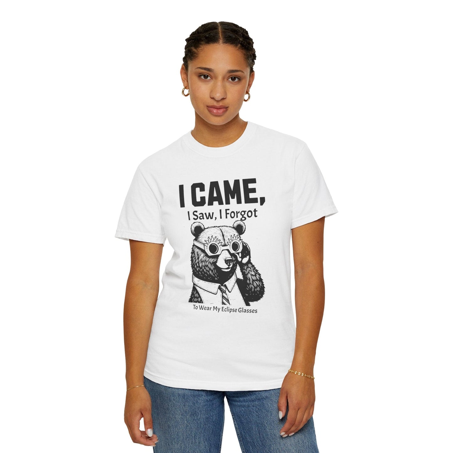Funny I Came, I Saw, I Forgot Totality Solar Eclipse 2024 Comfort Colors Tee Adult S-4XL - White/Ivory