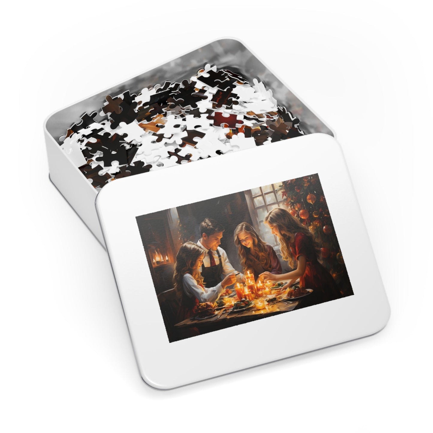 Christmas Dinner Jigsaw Puzzle 1000 Piece: Joyful Family Dinner Scene | Custom Sizes (110-1000 Pieces) | Limited Edition Festive Gift | Stress-Relief Activity for All Ages