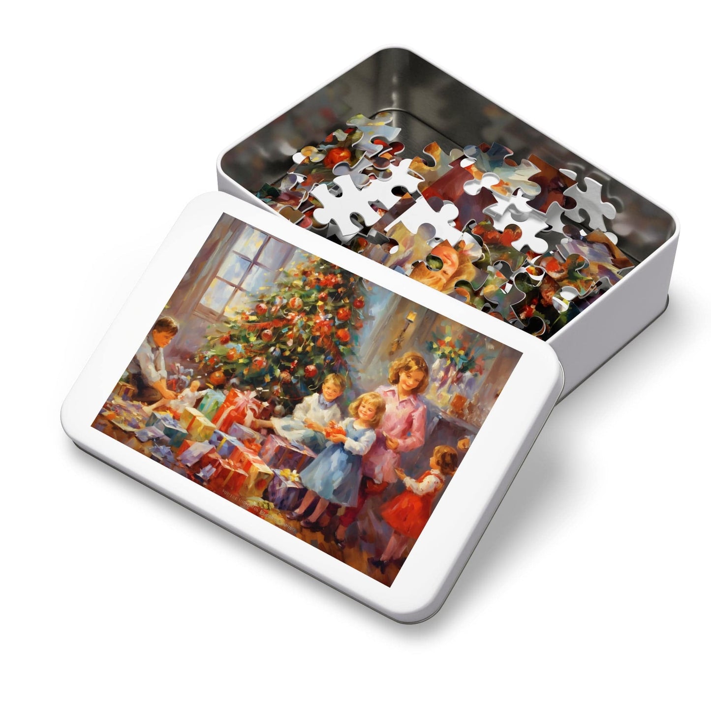 Christmas Tree Jigsaw Puzzle 1000 Piece: Children with Gifts Around Christmas Tree | Custom Sizes (110-1000 Pieces) | Hardest Puzzles | Christmas Family Activity | Educational Gift for All Ages
