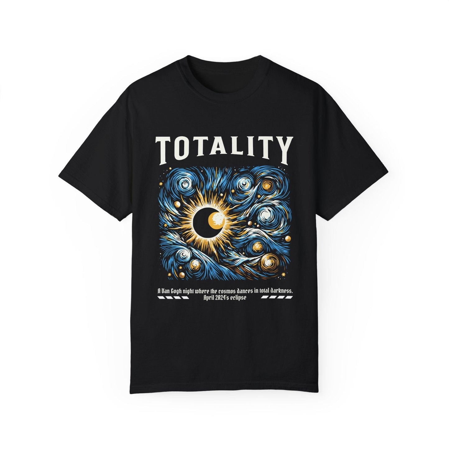 Totality Solar Eclipse 4.08.24 Starry Night Painting Shirt Adult S-4XL - Black/Graphite