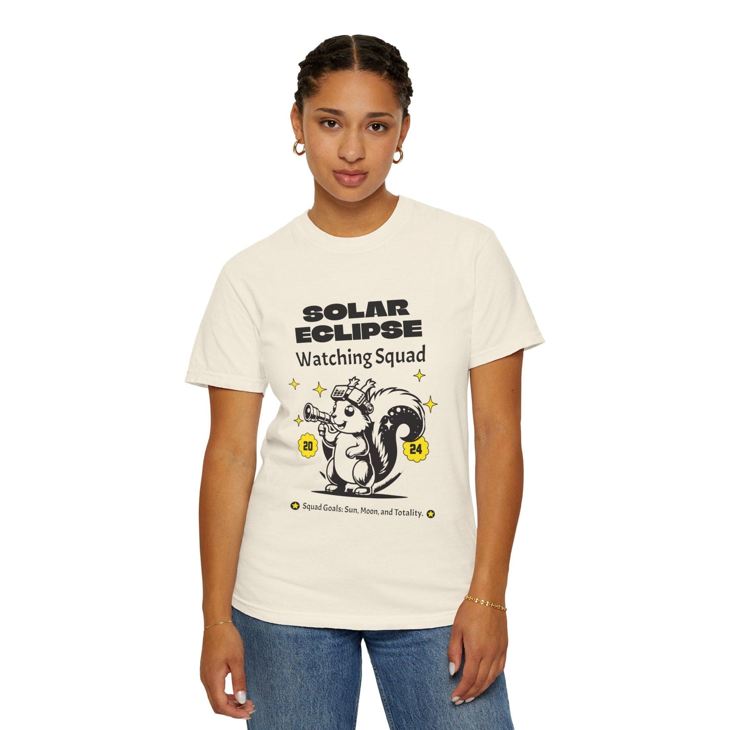 Solar Eclipse Watching Squad 2024 Comfort Colors Tee Adult S-4XL - Ivory/Khaki, April 18 2024 Eclipse Path of Totality Shirt, Solar Eclipse Viewing Tee