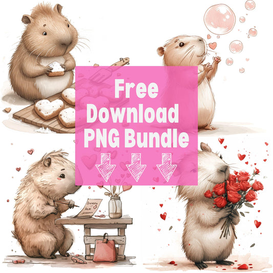 20+ Capybara Valentine Day Cute Clipart PNG Bundle 2024