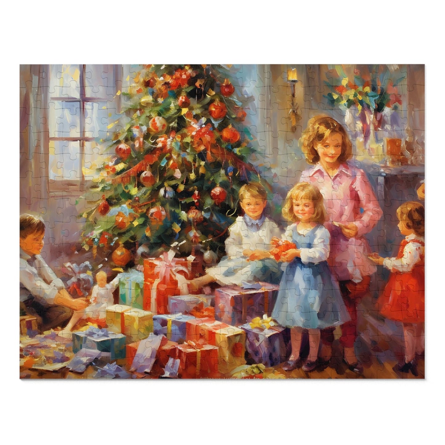 Christmas Tree Jigsaw Puzzle 1000 Piece: Children with Gifts Around Christmas Tree | Custom Sizes (110-1000 Pieces) | Hardest Puzzles | Christmas Family Activity | Educational Gift for All Ages