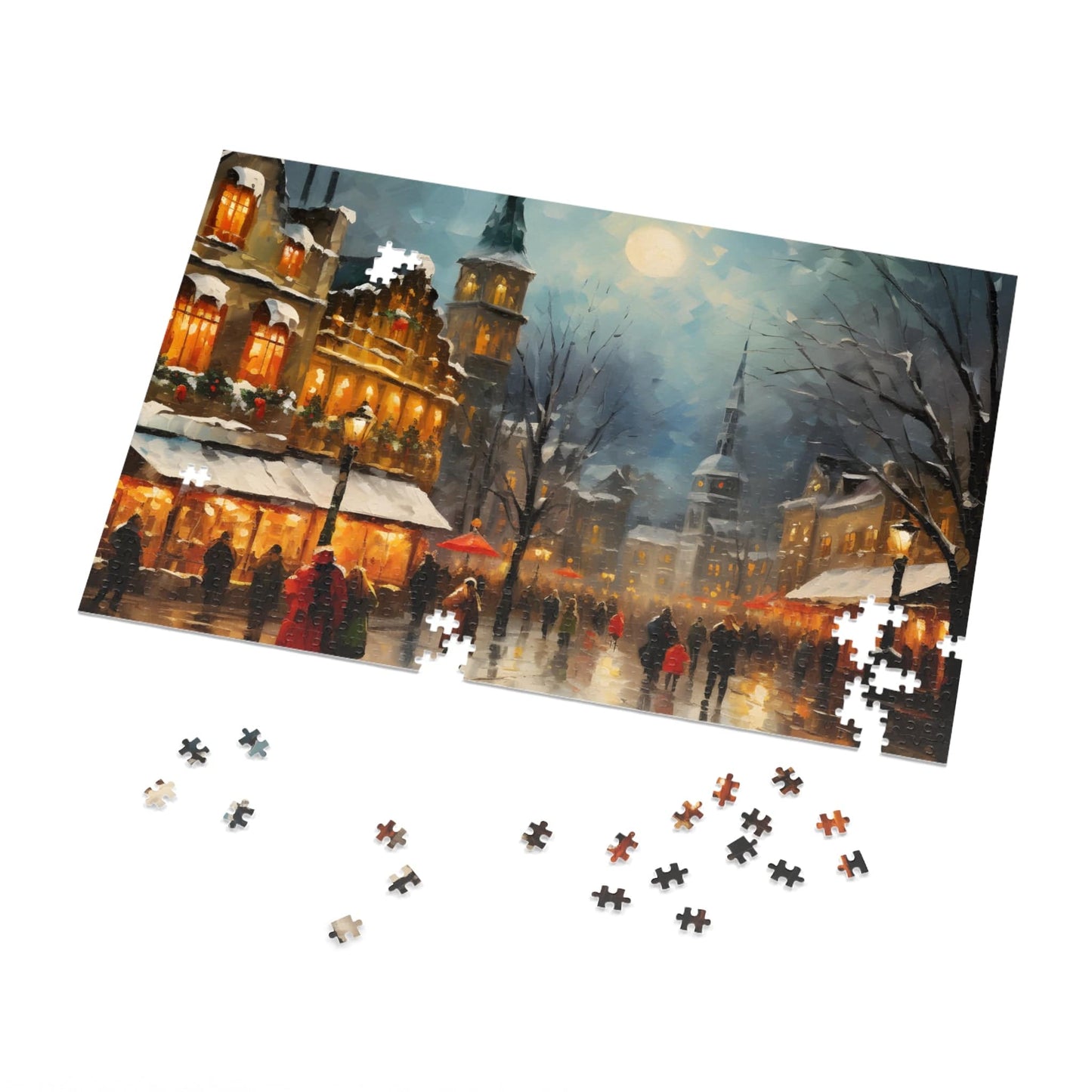 Christmas Jigsaw Puzzle: Bustling Christmas Market | Van Gogh Inspired | Customizable Sizes (30-1000 Pieces) | Ideal Gift for Family Game Night | Stress Relief for Kids & Adults