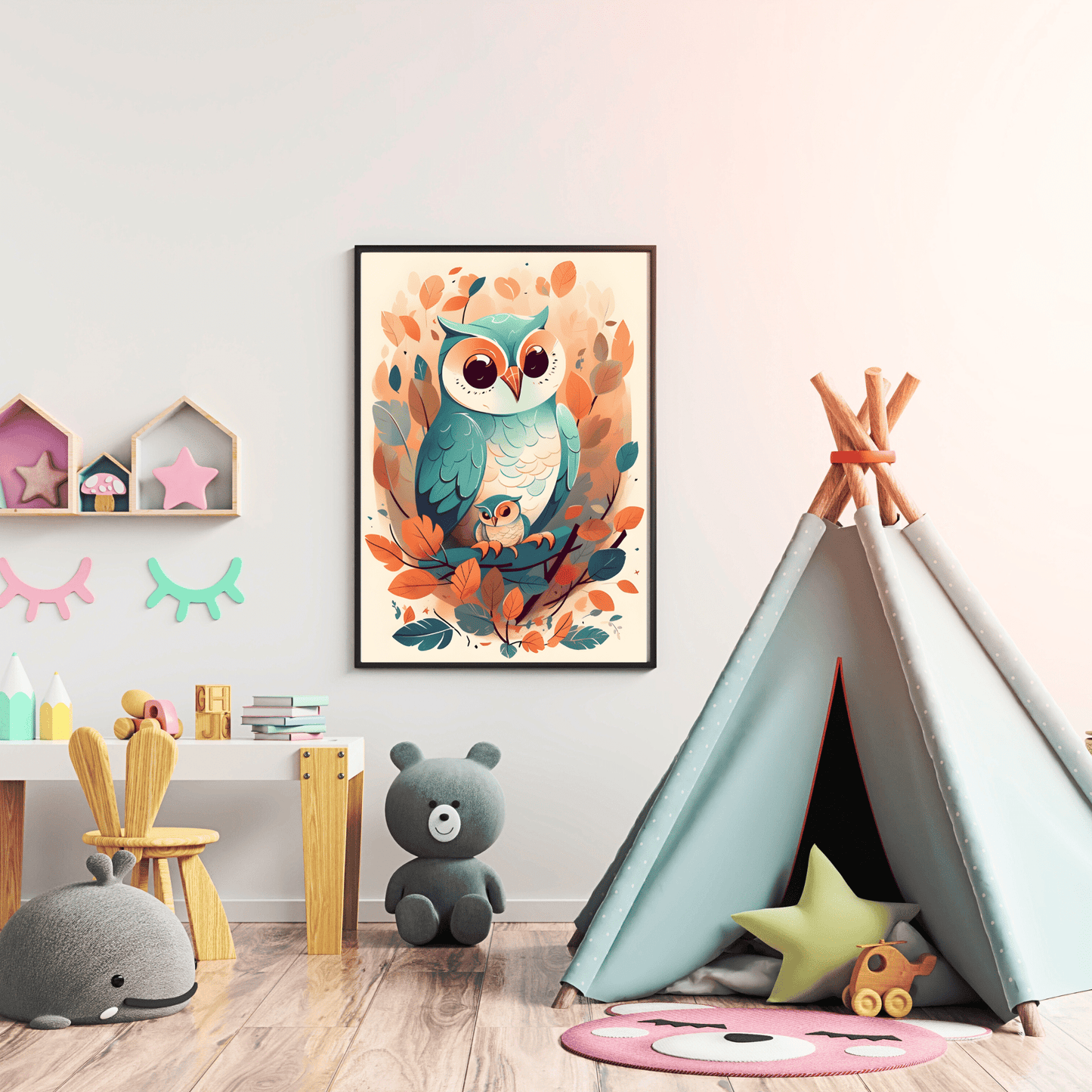 2023 Printable Modern Kids Wall Art Tropical Owl Print Exotic Prints Unframed Digital Aesthetic Home Decor Digital Download