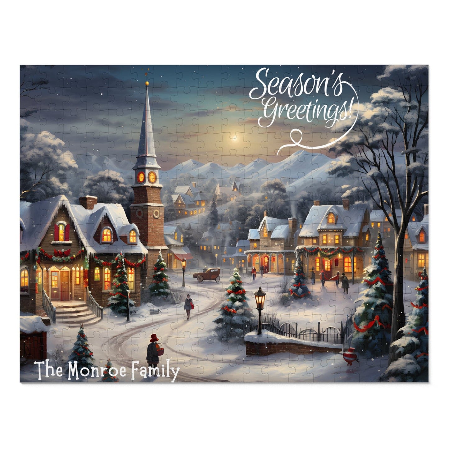 Personalized Jigsaw Puzzle Name Gift 1000 Pieces: Vintage Village Oil Painting | Custom Text with Sizes (110-1000 Pieces) | Challenging Puzzle