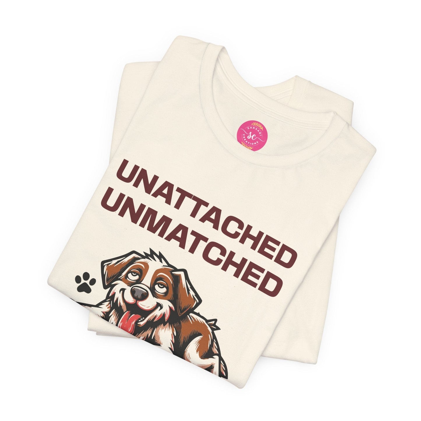 Quirky Dog Lover Animal Graphic Tee Loose Fit Shirt for Women/Men XS-4XL - Ash/Natural