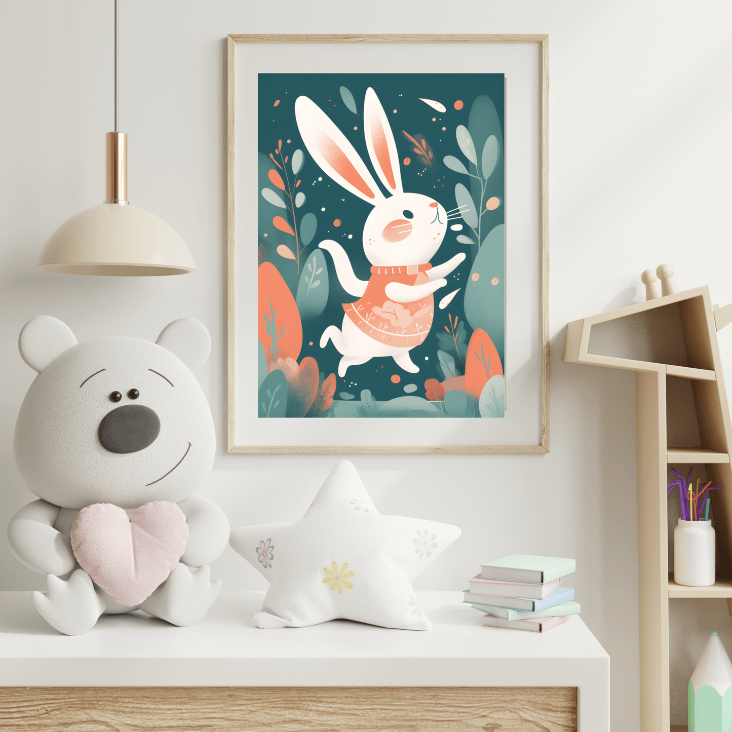 2023 Printable Modern Kids Wall Art Bunny Print Unframed Digital Aesthetic Home Decor Digital Download