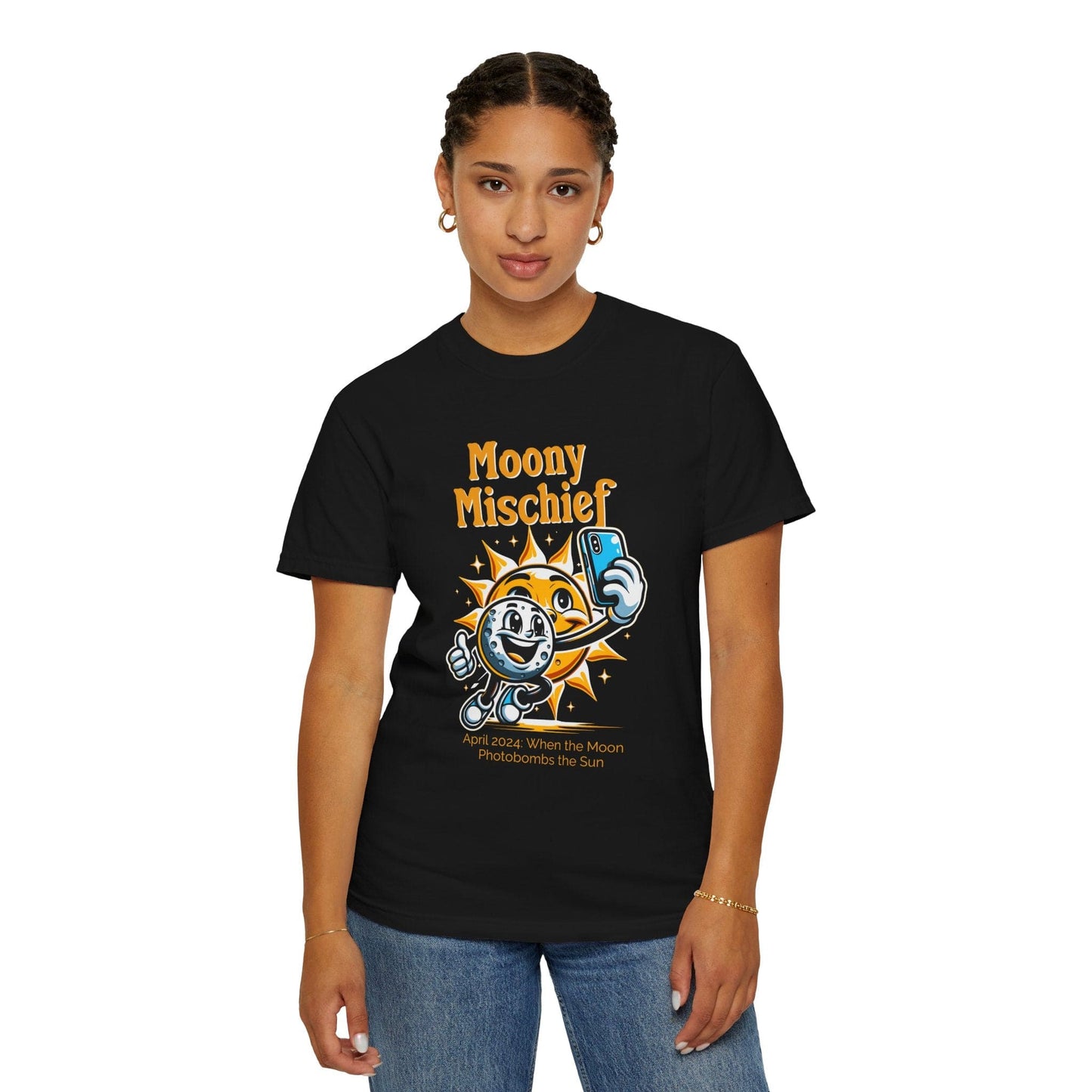 Moony Mischief Total Solar Eclipse Funny 2024 Shirt Adult S-4XL - Black/Graphite