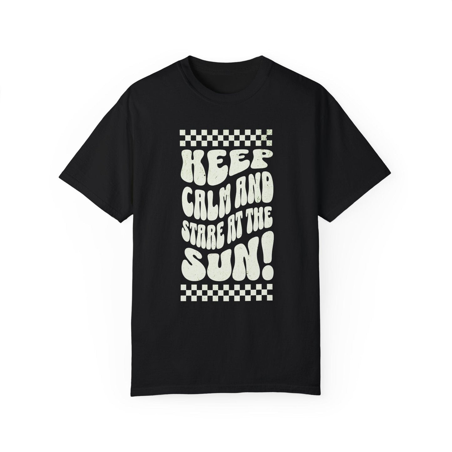 Comfort Colors Funny Unisex Keep Calm and Stare at Sun Total Solar 2024 Tee Shirt S-4XL - Black/Pepper