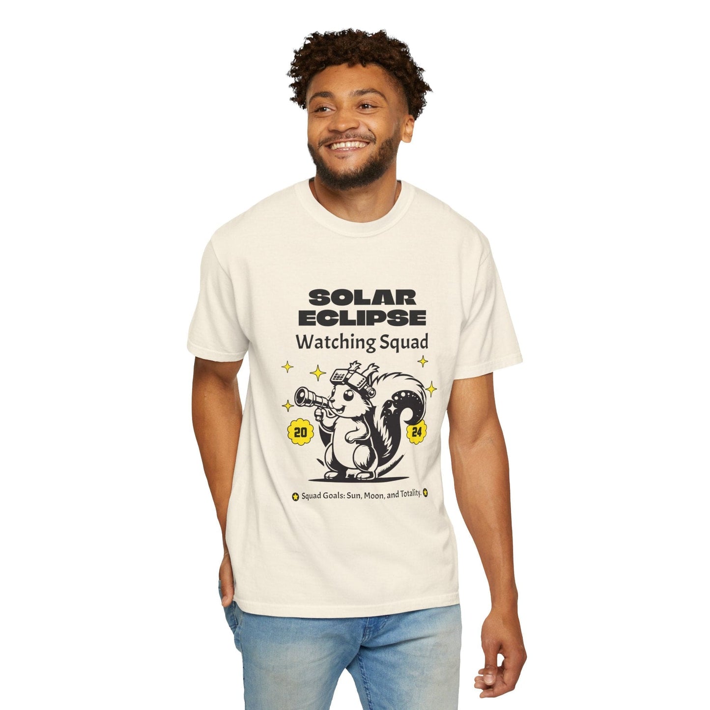 Solar Eclipse Watching Squad 2024 Comfort Colors Tee Adult S-4XL - Ivory/Khaki, April 18 2024 Eclipse Path of Totality Shirt, Solar Eclipse Viewing Tee
