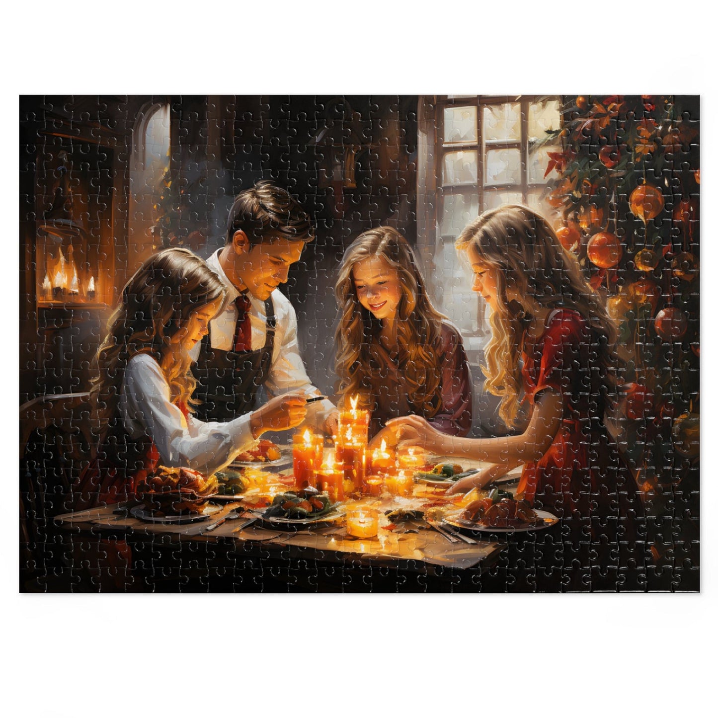 Christmas Dinner Jigsaw Puzzle 1000 Piece: Joyful Family Dinner Scene | Custom Sizes (110-1000 Pieces) | Limited Edition Festive Gift | Stress-Relief Activity for All Ages