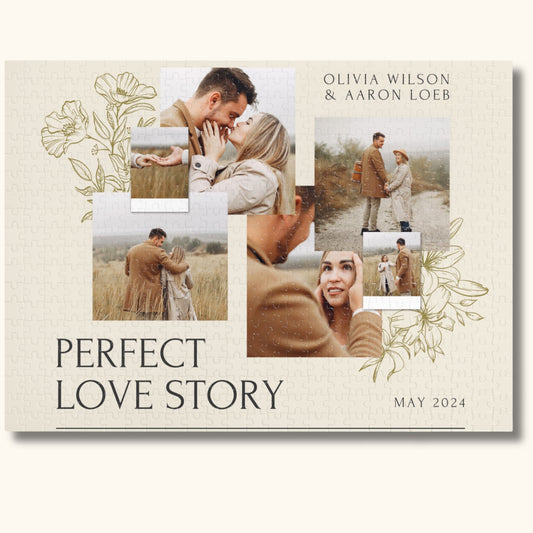 500-piece custom jigsaw puzzle for boyfriend on a beige background.