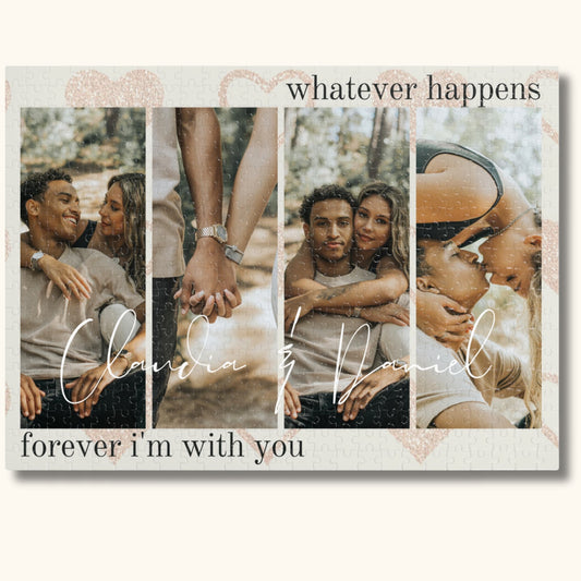 500 pieces of a personalized jigsaw puzzle for adults on a beige background