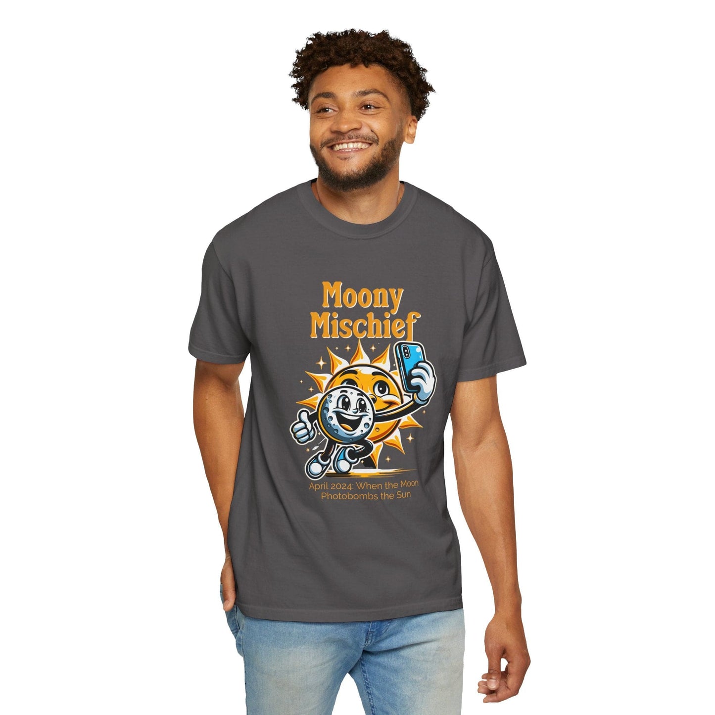 Moony Mischief Total Solar Eclipse Funny 2024 Shirt Adult S-4XL - Black/Graphite