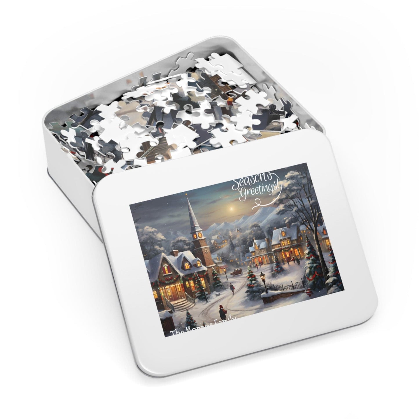 Personalized Jigsaw Puzzle Name Gift 1000 Pieces: Vintage Village Oil Painting | Custom Text with Sizes (110-1000 Pieces) | Challenging Puzzle