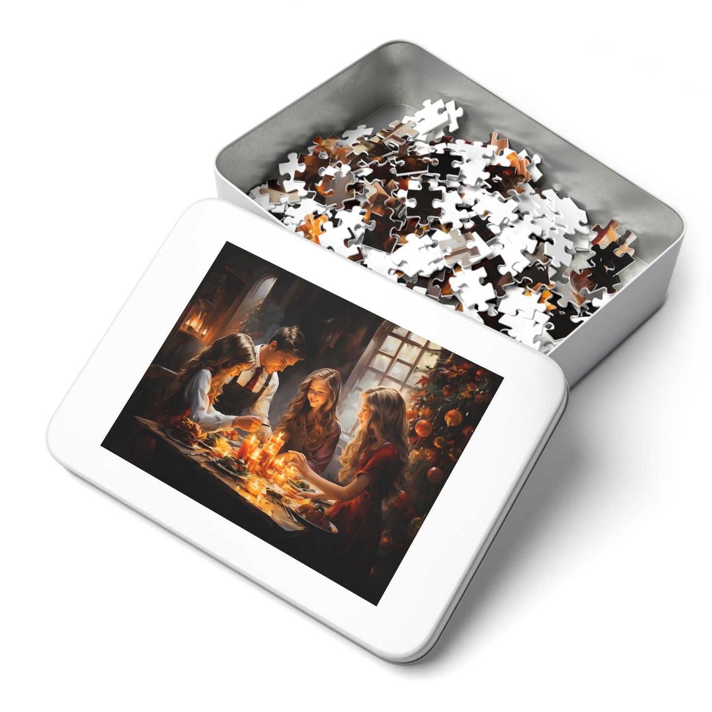 Christmas Dinner Jigsaw Puzzle 1000 Piece: Joyful Family Dinner Scene | Custom Sizes (110-1000 Pieces) | Limited Edition Festive Gift | Stress-Relief Activity for All Ages