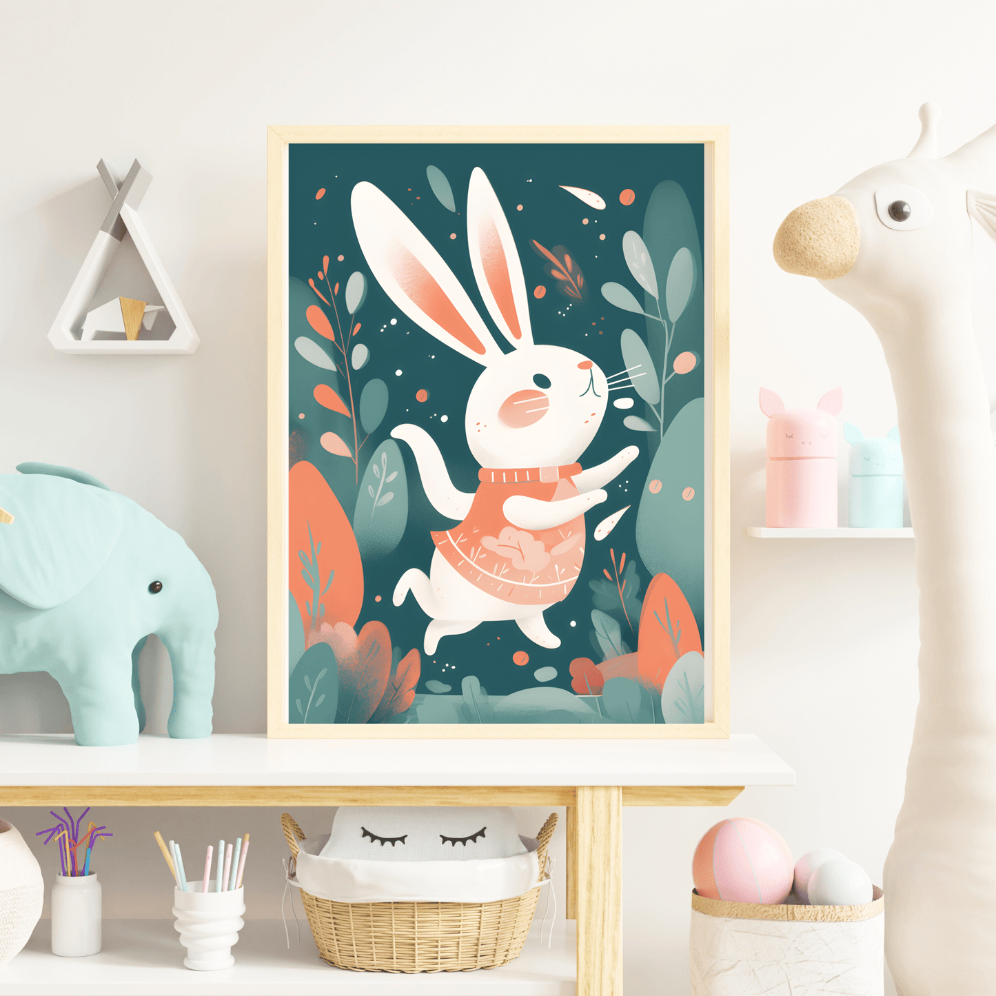 2023 Printable Modern Kids Wall Art Bunny Print Unframed Digital Aesthetic Home Decor Digital Download