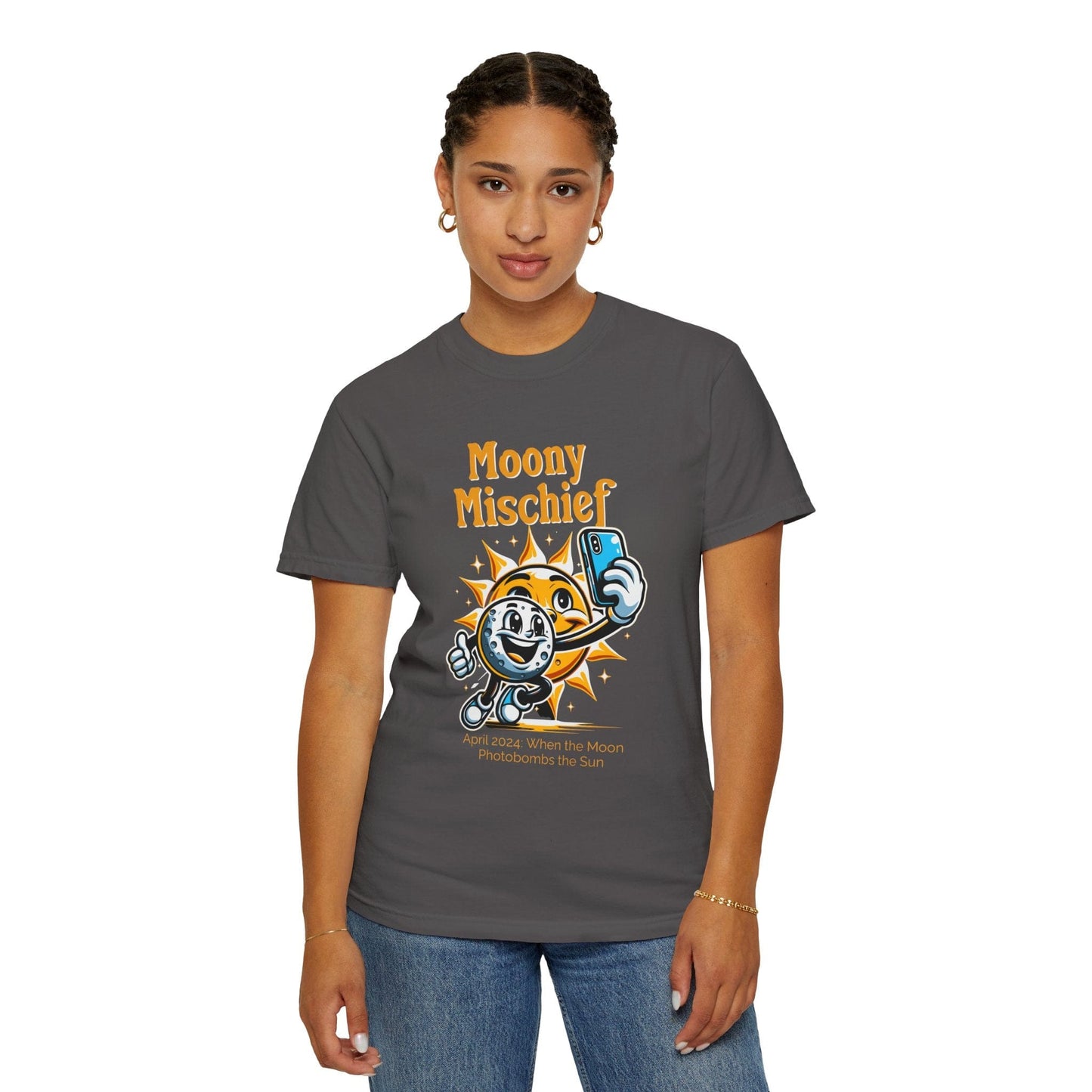 Moony Mischief Total Solar Eclipse Funny 2024 Shirt Adult S-4XL - Black/Graphite