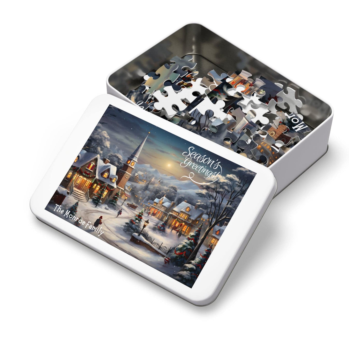 Personalized Jigsaw Puzzle Name Gift 1000 Pieces: Vintage Village Oil Painting | Custom Text with Sizes (110-1000 Pieces) | Challenging Puzzle