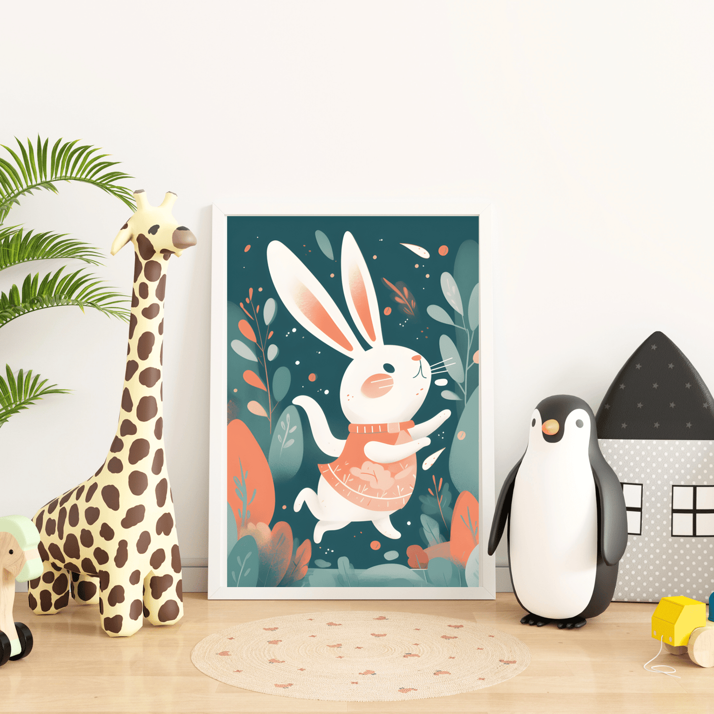 2023 Printable Modern Kids Wall Art Bunny Print Unframed Digital Aesthetic Home Decor Digital Download