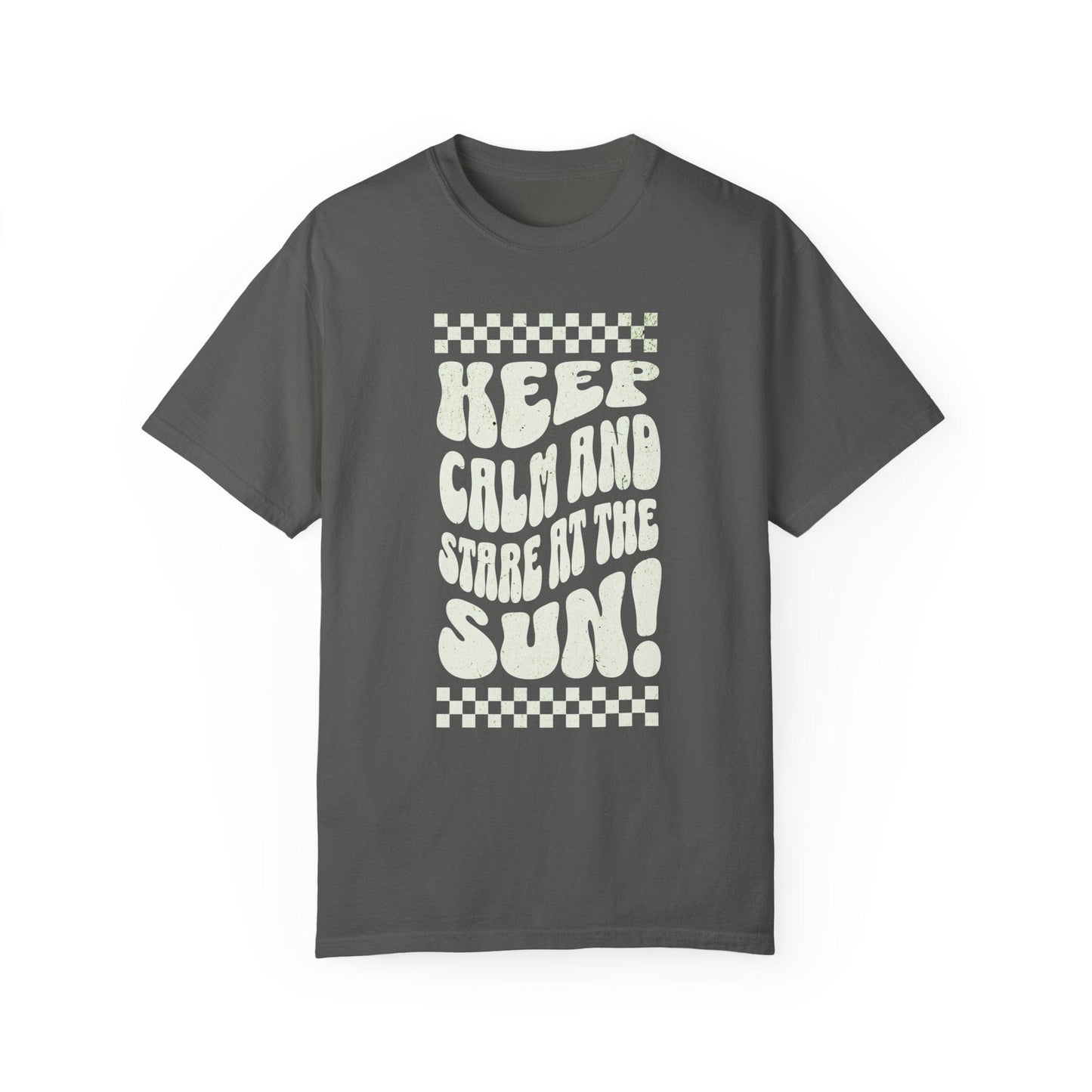 Comfort Colors Funny Unisex Keep Calm and Stare at Sun Total Solar 2024 Tee Shirt S-4XL - Black/Pepper