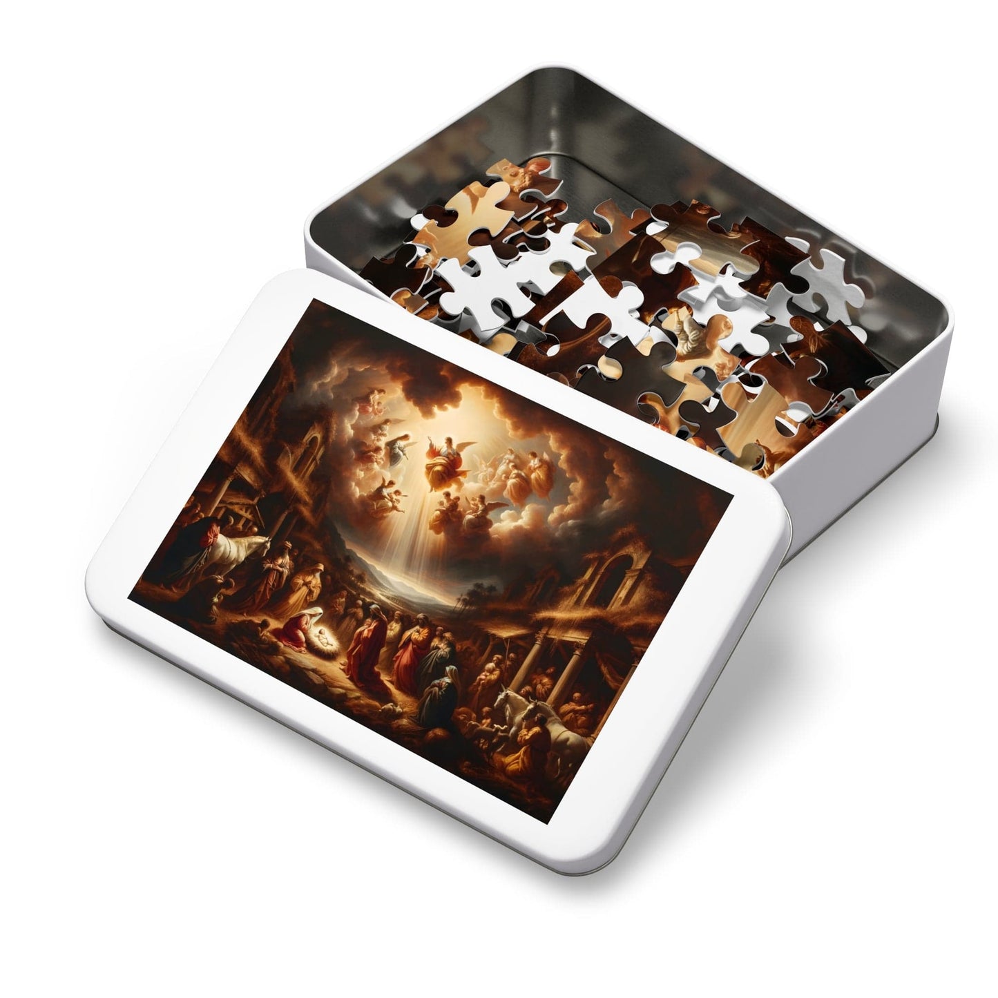 Jesus and Angels Jigsaw Puzzles | Classic Nativity Scene Jigsaw Puzzle 110, 252, 500, 1000 Piece for Christmas | Limited Edition | DIY Stress Reliever Gift