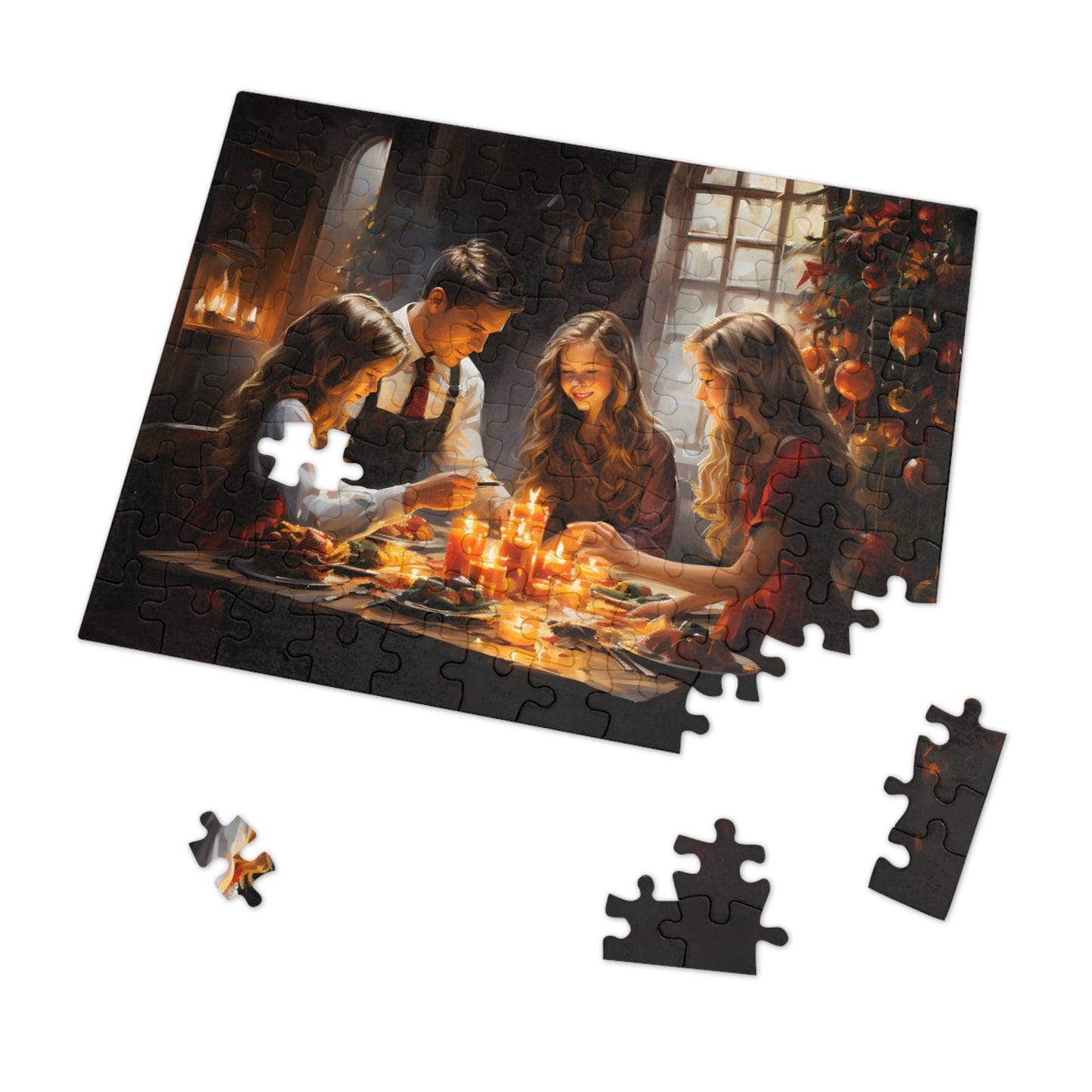 Christmas Dinner Jigsaw Puzzle 1000 Piece: Joyful Family Dinner Scene | Custom Sizes (110-1000 Pieces) | Limited Edition Festive Gift | Stress-Relief Activity for All Ages