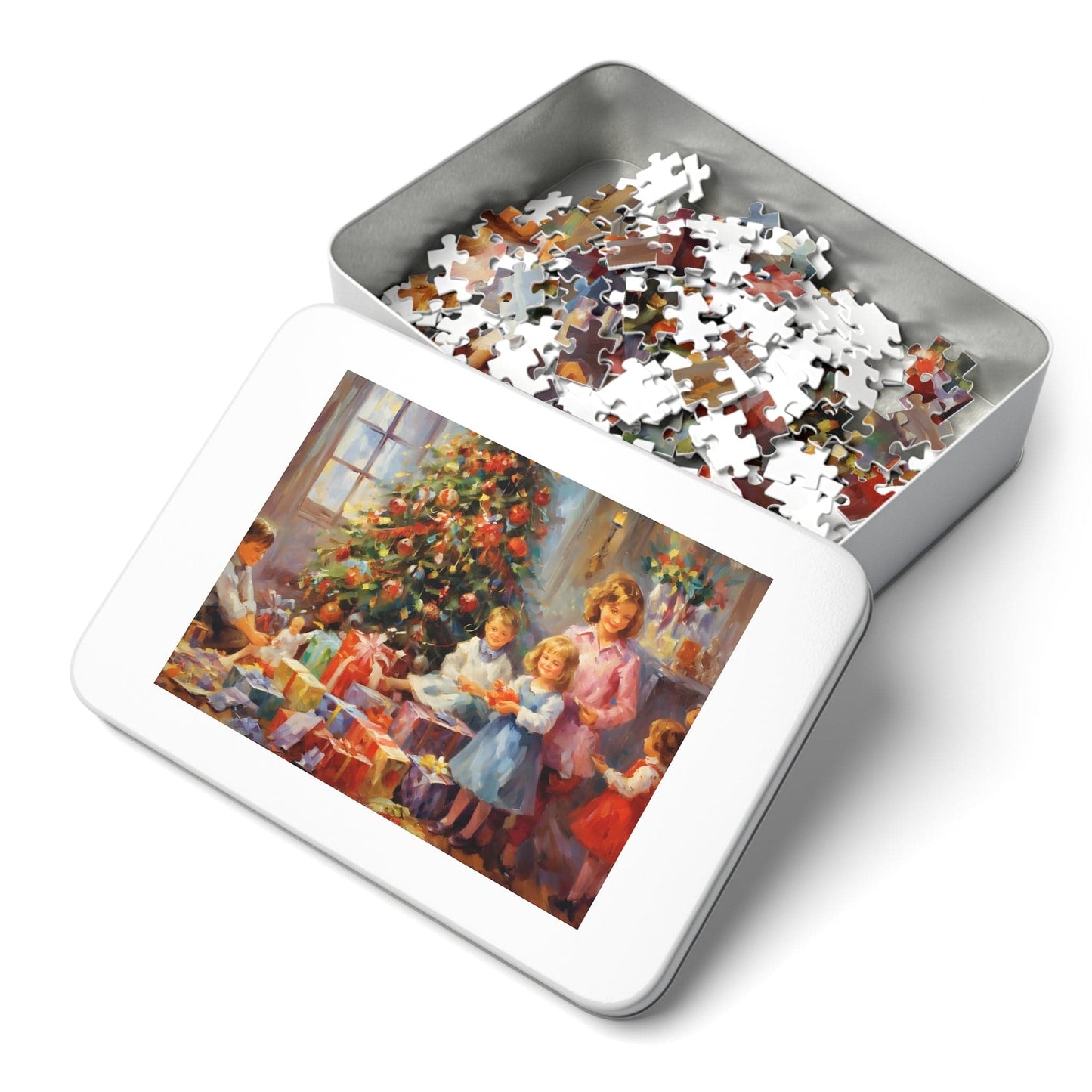 Christmas Tree Jigsaw Puzzle 1000 Piece: Children with Gifts Around Christmas Tree | Custom Sizes (110-1000 Pieces) | Hardest Puzzles | Christmas Family Activity | Educational Gift for All Ages