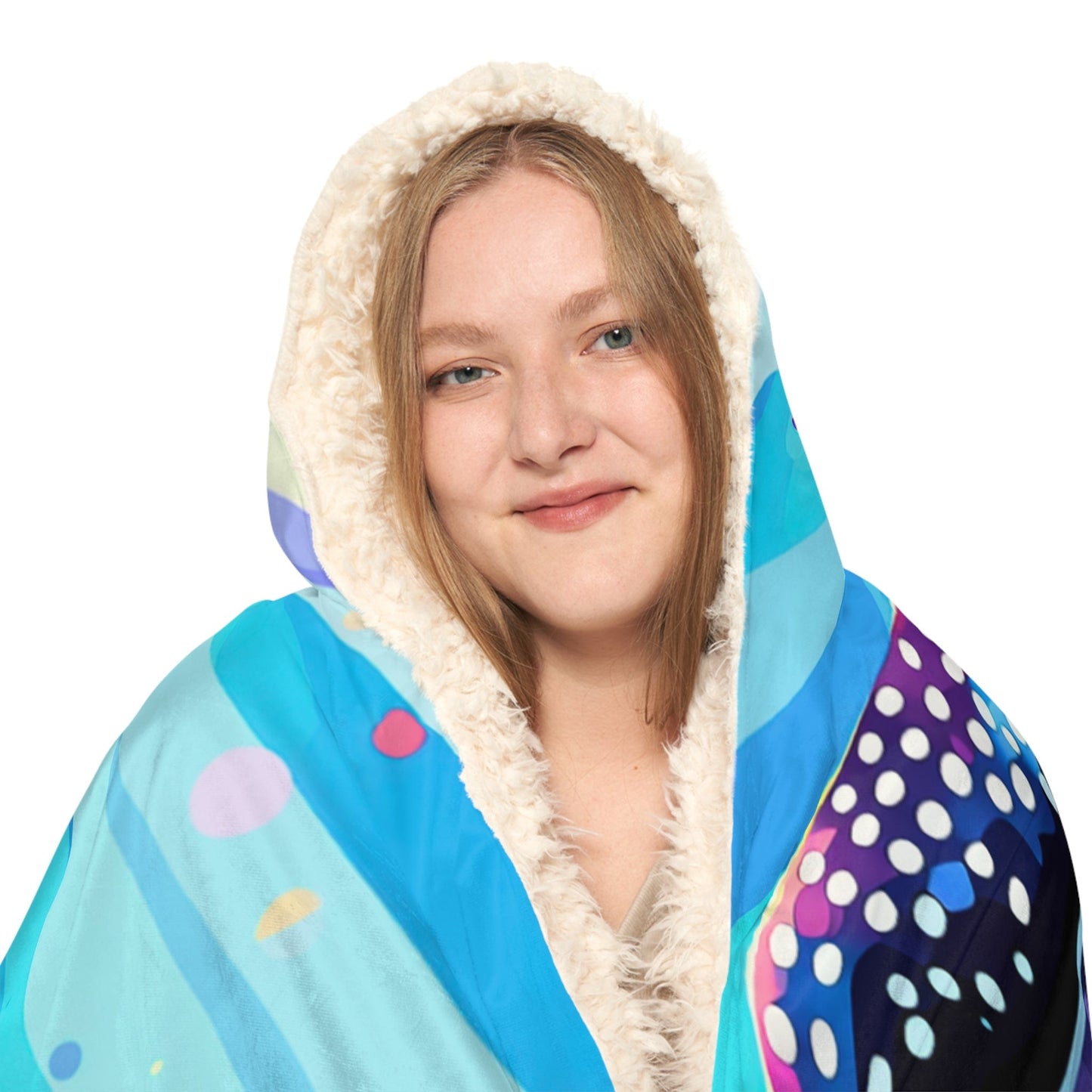 Soft Hooded Blanket Whale Shark (203 x 140 cm) with Custom Name - Oversized Wearable Blanket for Women
